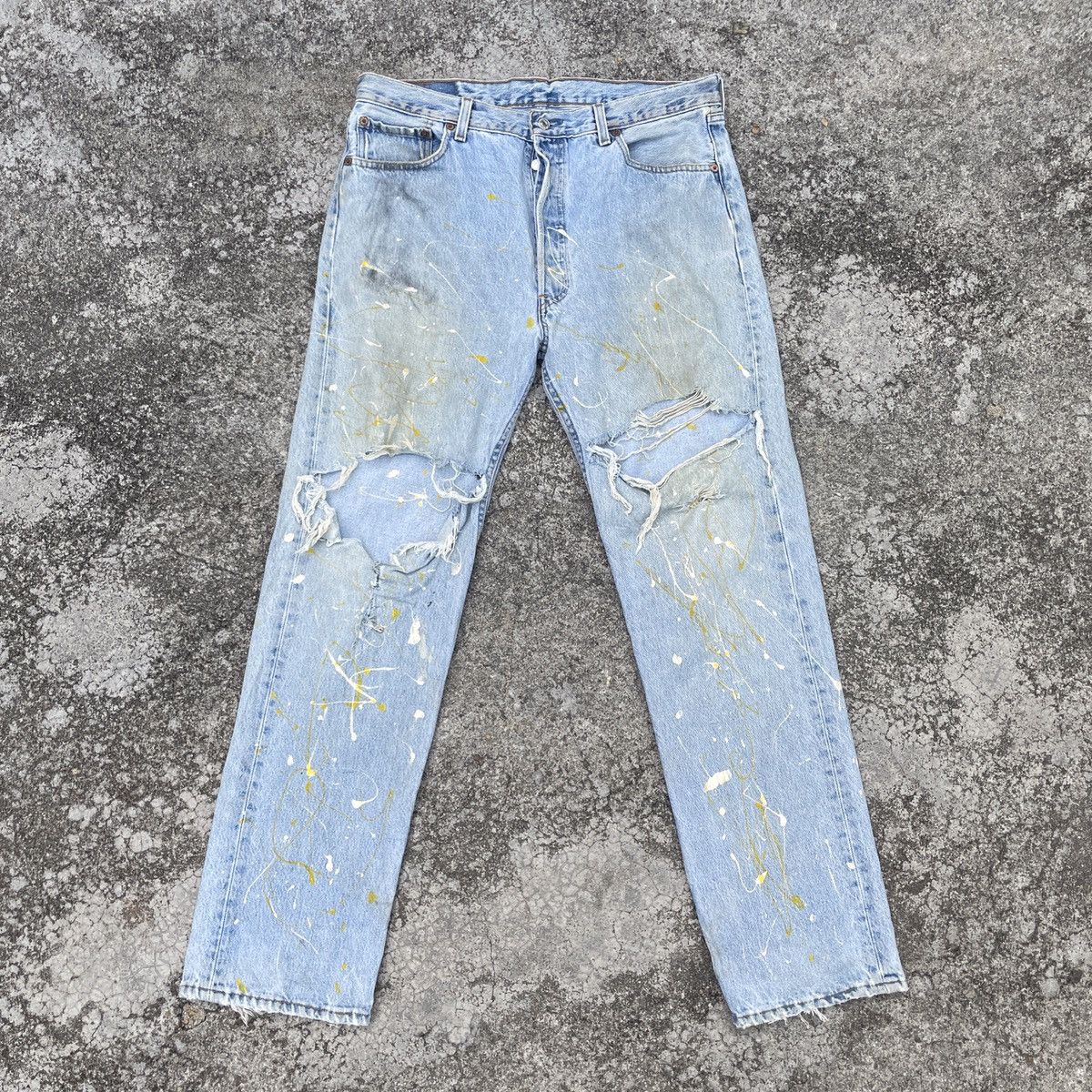 Levi's Vintage Clothing Vintage 90s Levis 501 Art Distressed Denim Jeans Size US 35 - 1 Thumbnail