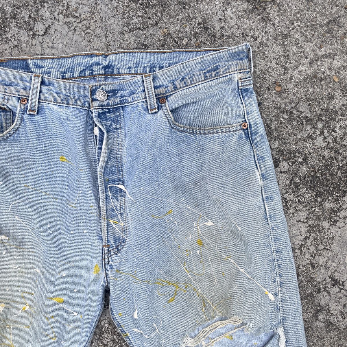 Levi's Vintage Clothing Vintage 90s Levis 501 Art Distressed Denim Jeans Size US 35 - 2 Thumbnail