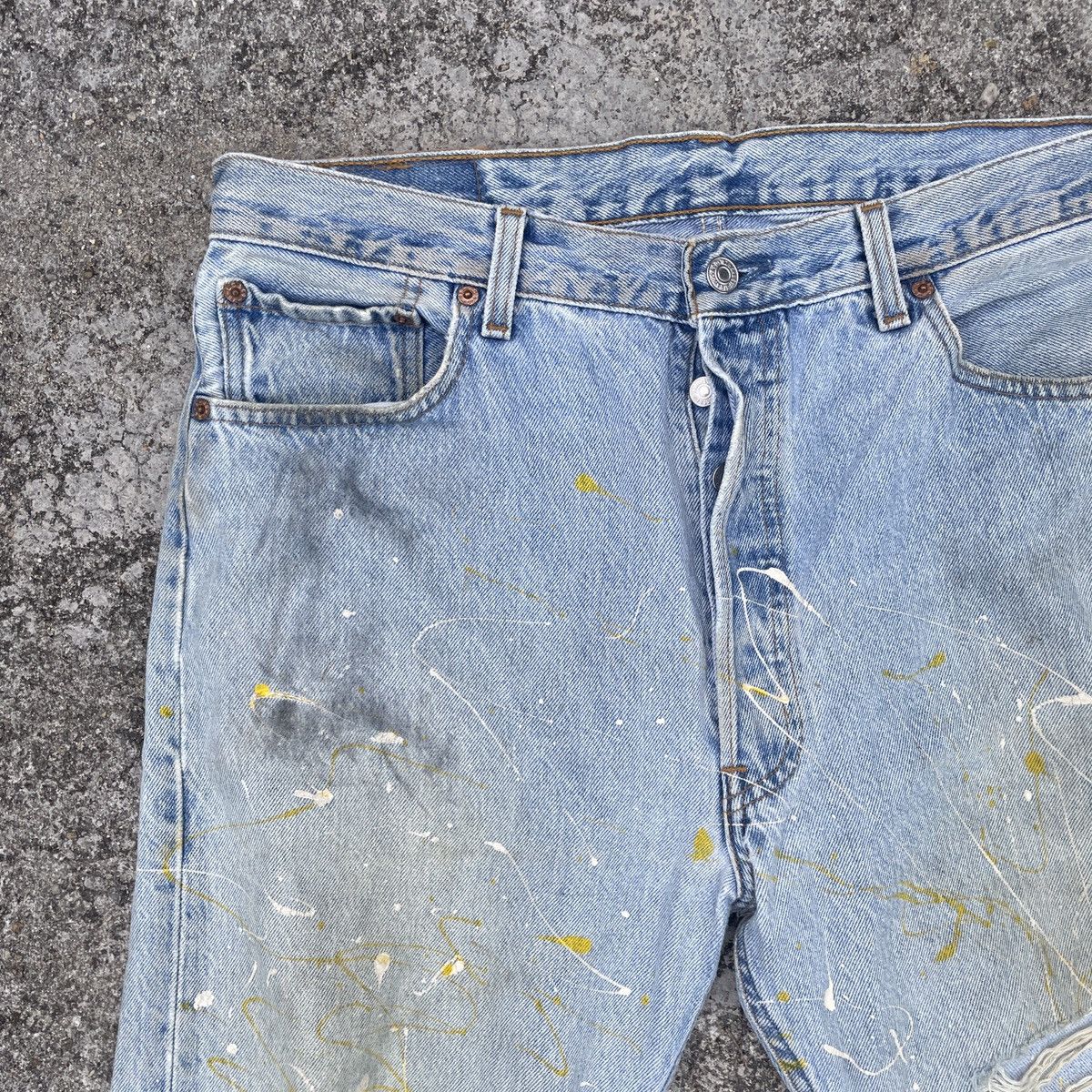 Levi's Vintage Clothing Vintage 90s Levis 501 Art Distressed Denim Jeans Size US 35 - 3 Thumbnail
