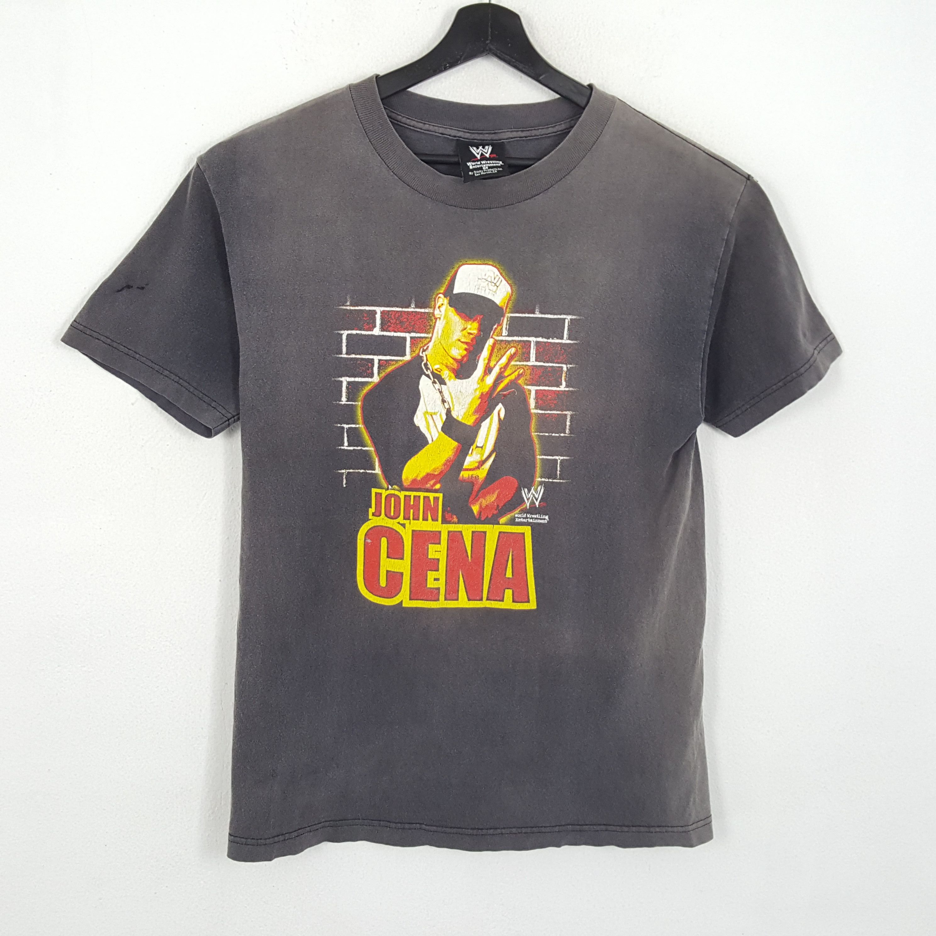 image of John Cena Wwe American Sports Photo Print Vintage Tshirt in Grey, Men's (Size Medium)