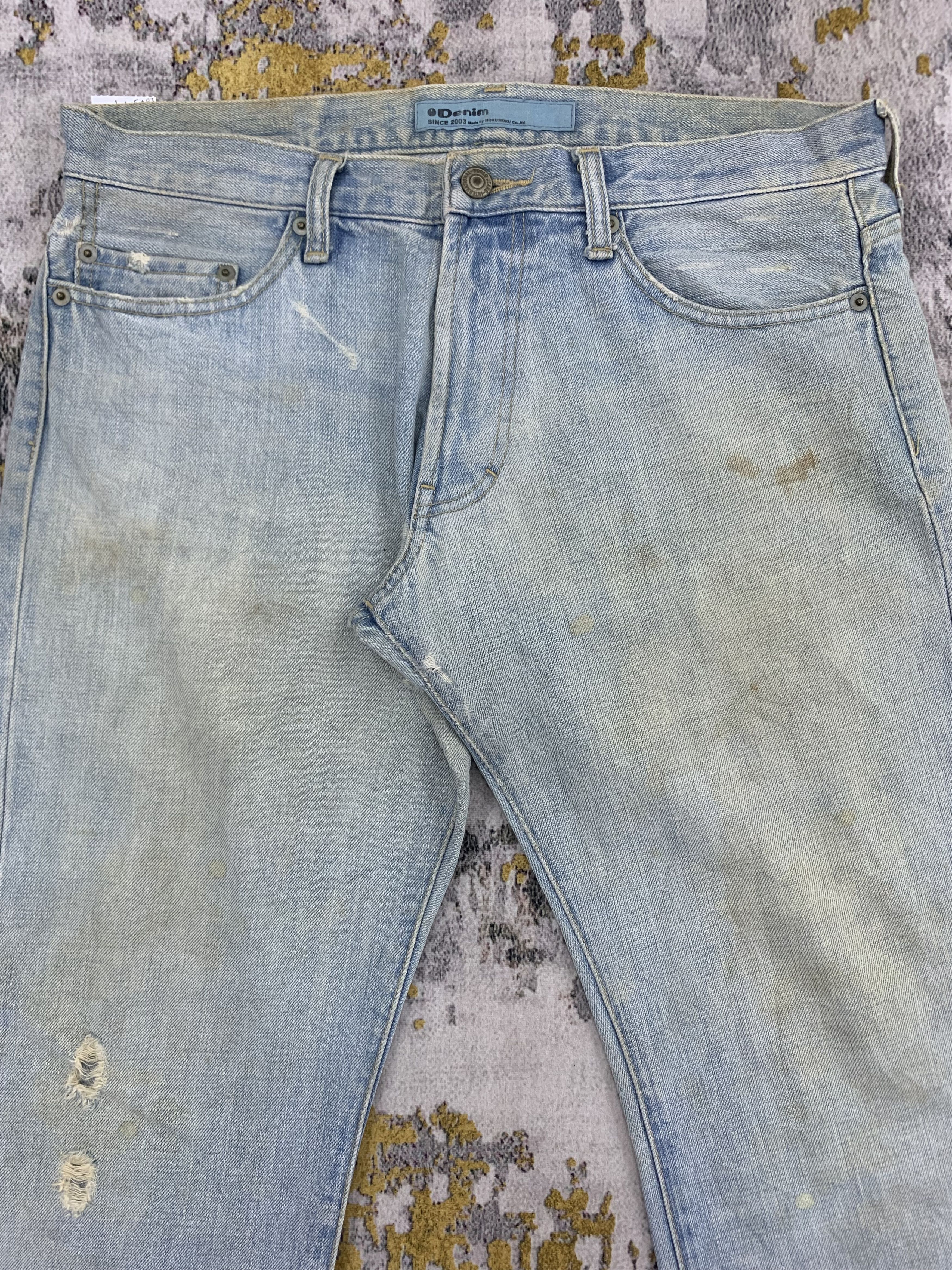 Japanese Brand Vintage Light Blue Denim Jeans 34x31 Distressed Dirty Faded Size US 34 / EU 50 - 2 Thumbnail