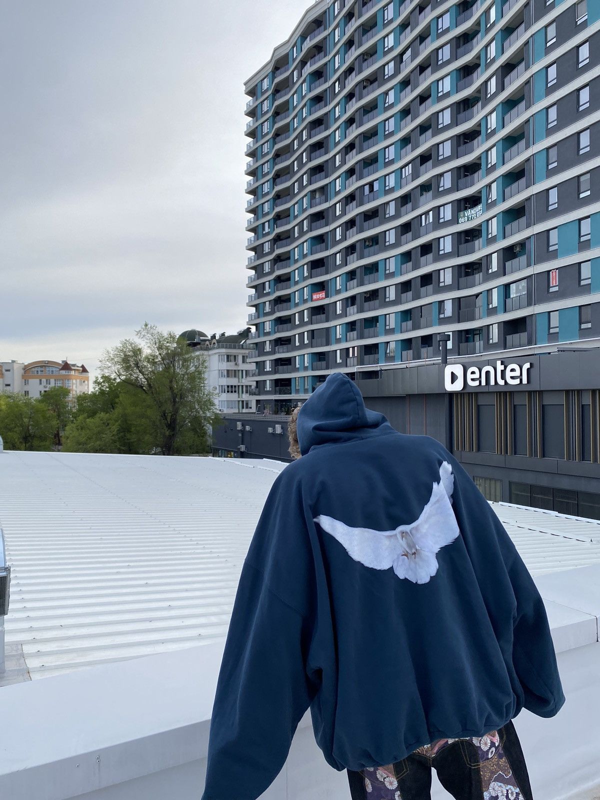 Gap Yeezy Gap Dove Shrunken Hoodie Dark Blue | Grailed