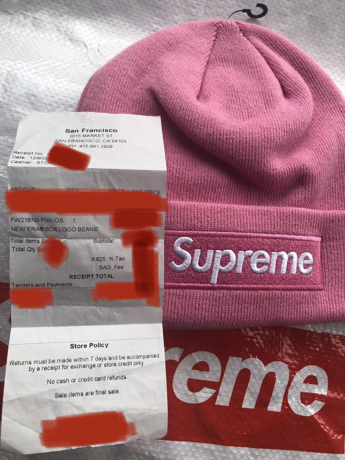 New Era × Supreme Supreme SF Exclusive In Store pink box logo beanie FW21 NEW Size ONE SIZE - 3 Thumbnail