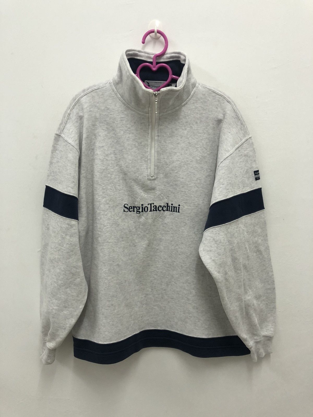 Sergio Tacchini SERGIO TACCHINI Spell Out Big Logo Half Zip Sweatshirt Size US S / EU 44-46 / 1 - 1 Thumbnail