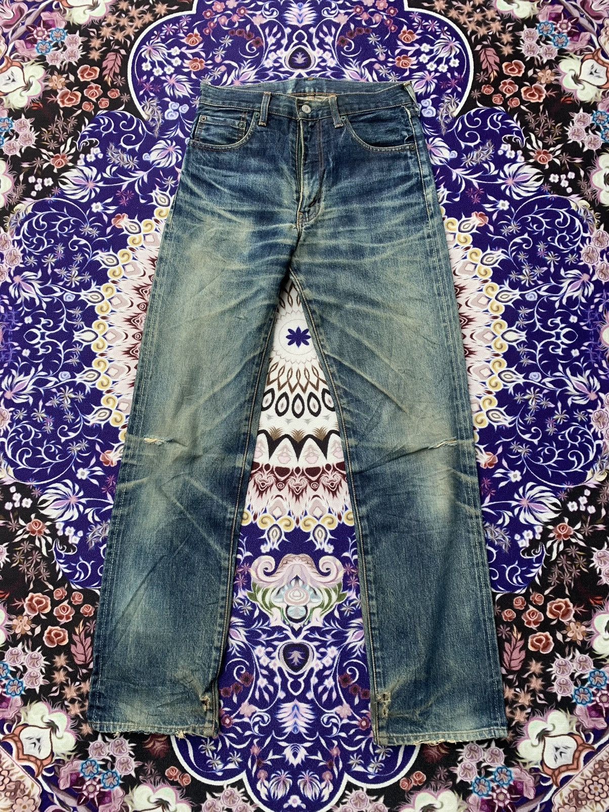 Vintage Levis Big E 502 Selvedge Distressed Denim