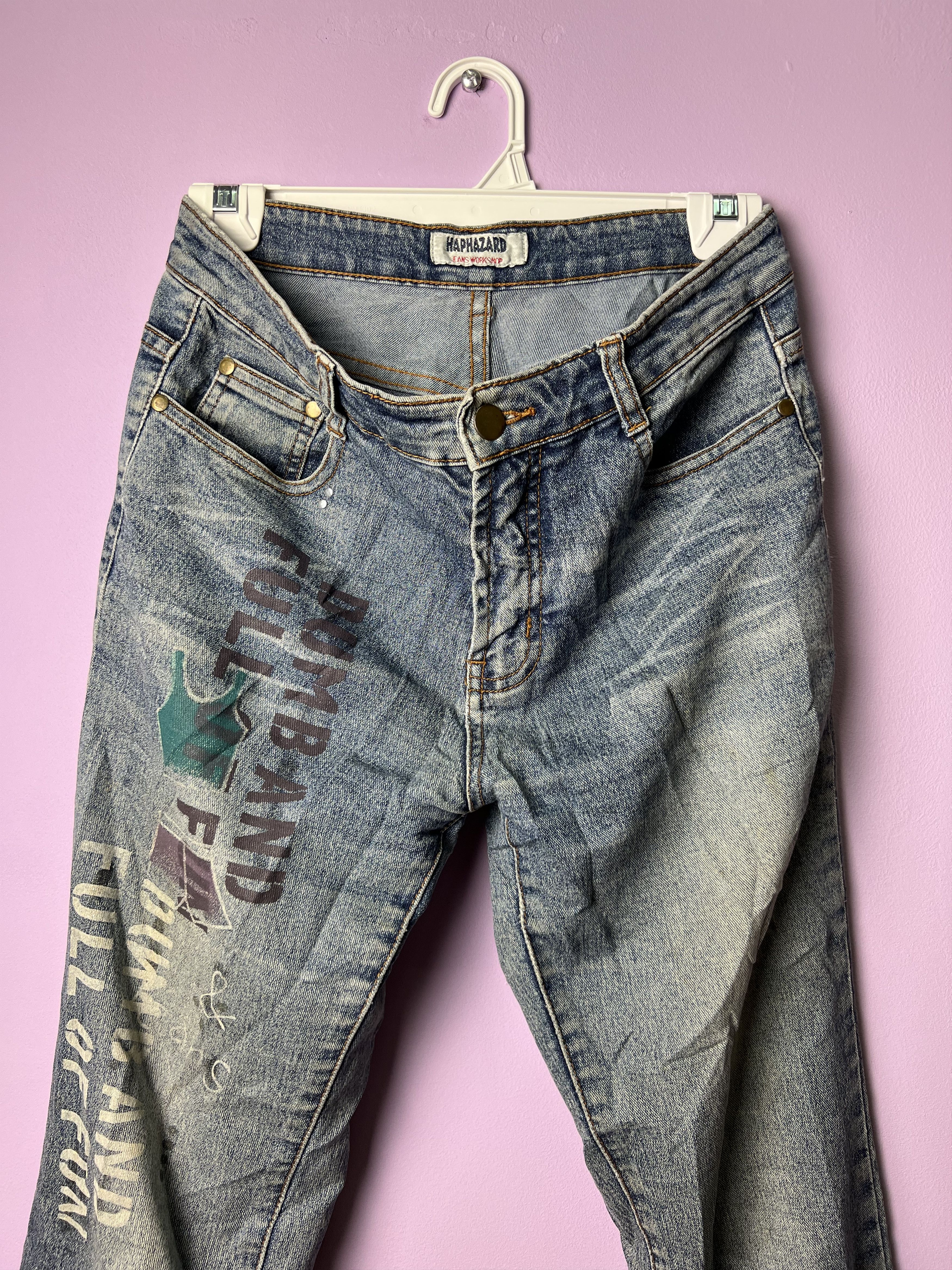 Japanese Brand 🔥Haphazard Dumb & Full of Fun Distressed Denim Size US 30 / EU 46 - 7 Thumbnail