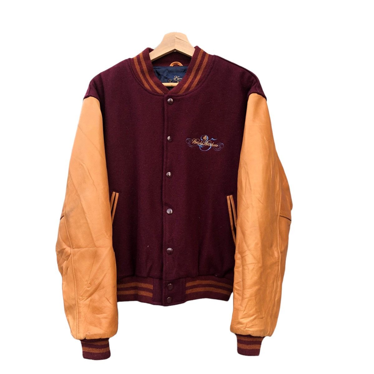 Brooks Brothers Brooks Brothers Leather Sleeve Varsity Jacket Size US S / EU 44-46 / 1 - 1 Thumbnail