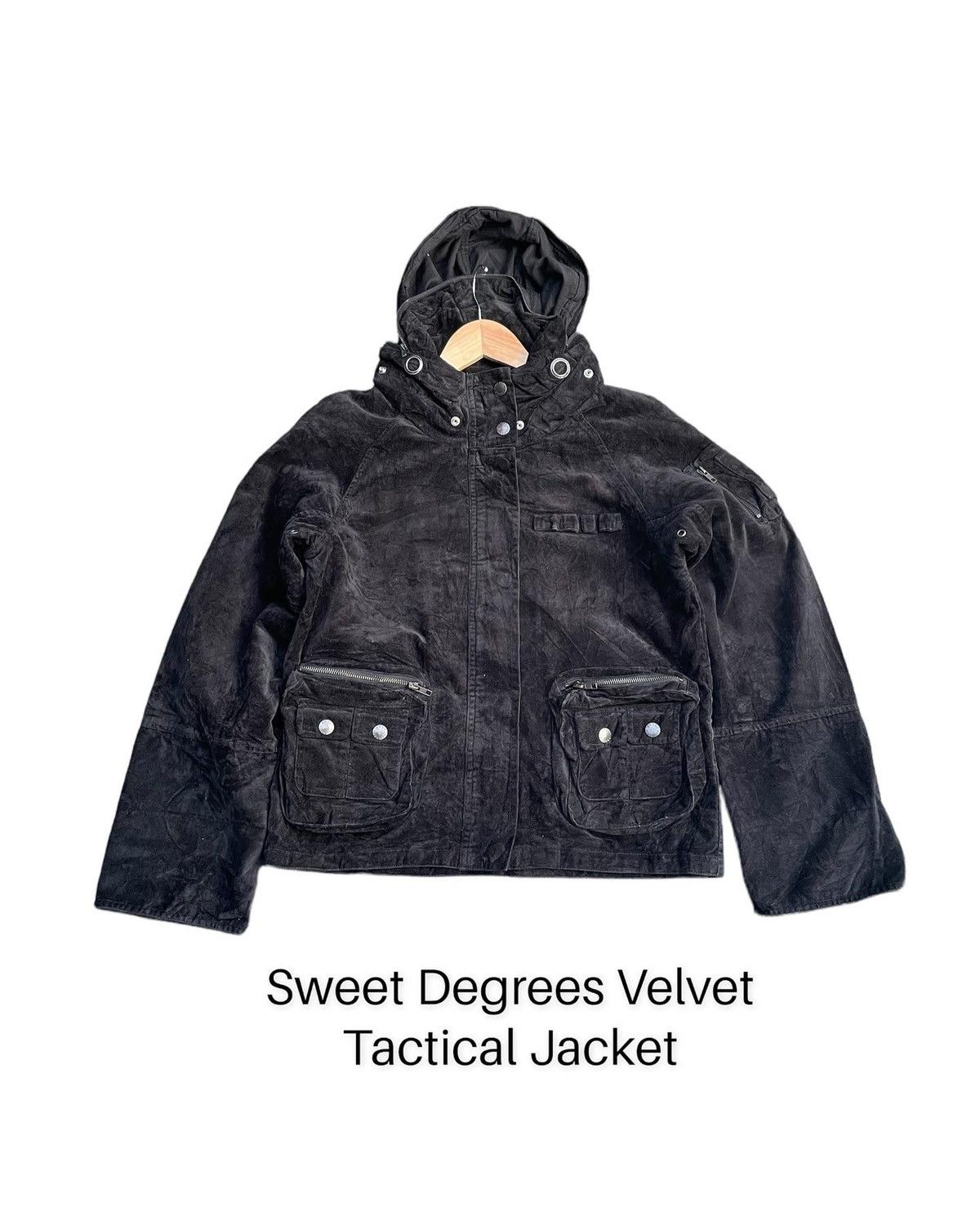 image of Bomber Jacket Stealssweet Degrees Japan Velvet Tactical Jacket in Black, Women's (Size Medium)