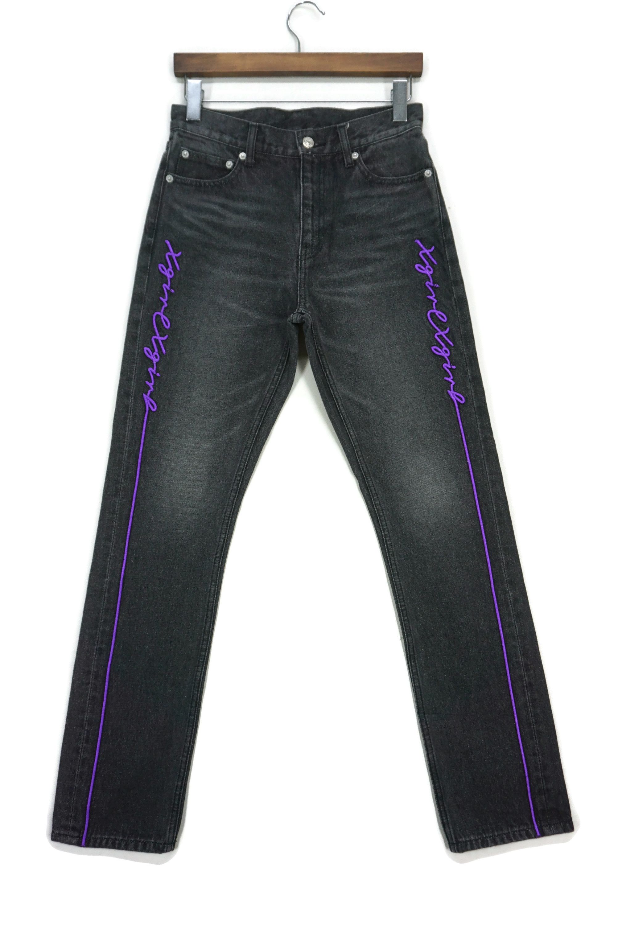 image of Rockers Slim Skinny Jeans High Waisted X-Girl Punk Embroidered Logo in Black, Women's (Size 26)