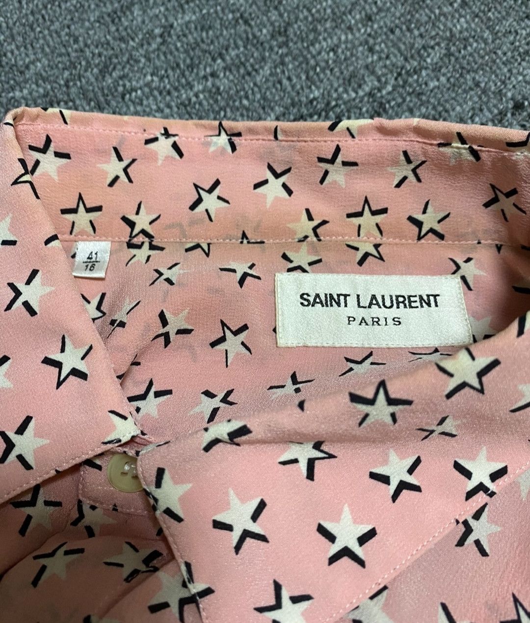 Saint Laurent Paris Saint Laurent Mulberry silk pink star shirt Size US L / EU 52-54 / 3 - 3 Thumbnail