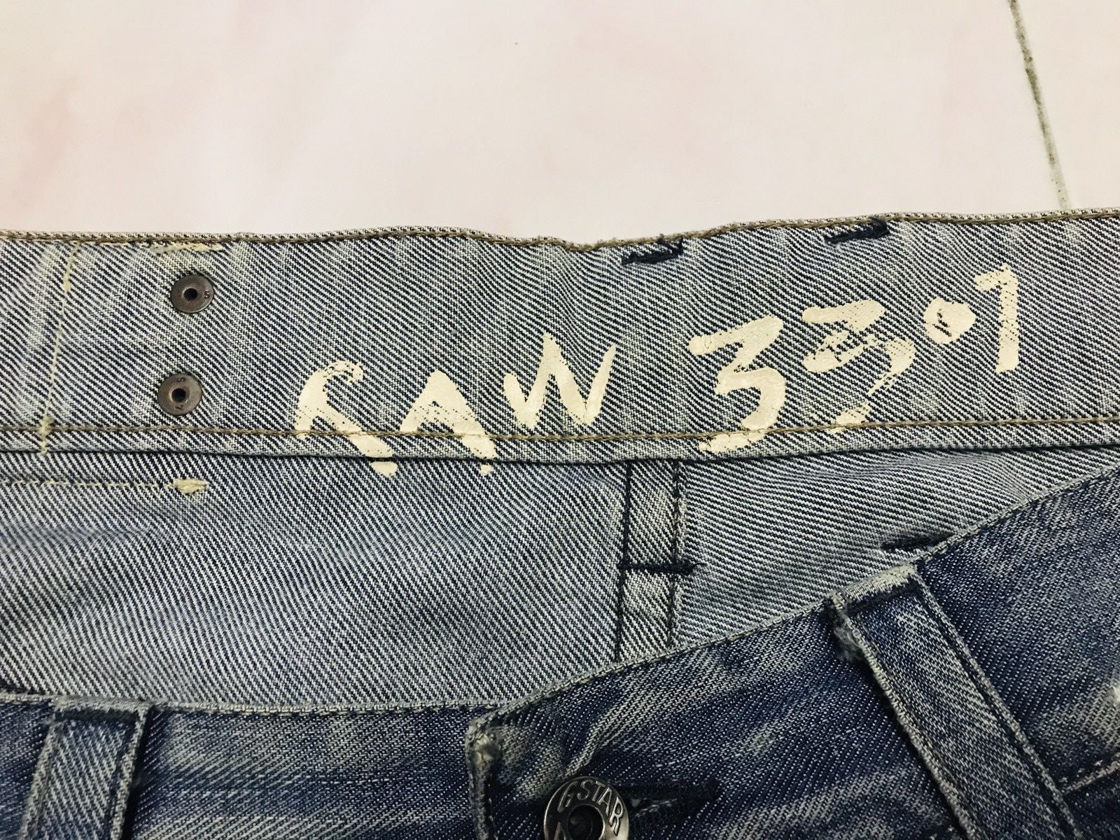 G-Star × Japanese Brand G Star RAW 3301 Tapered Patch Distress Denim Jeans Size US 34 / EU 50 - 12 Thumbnail