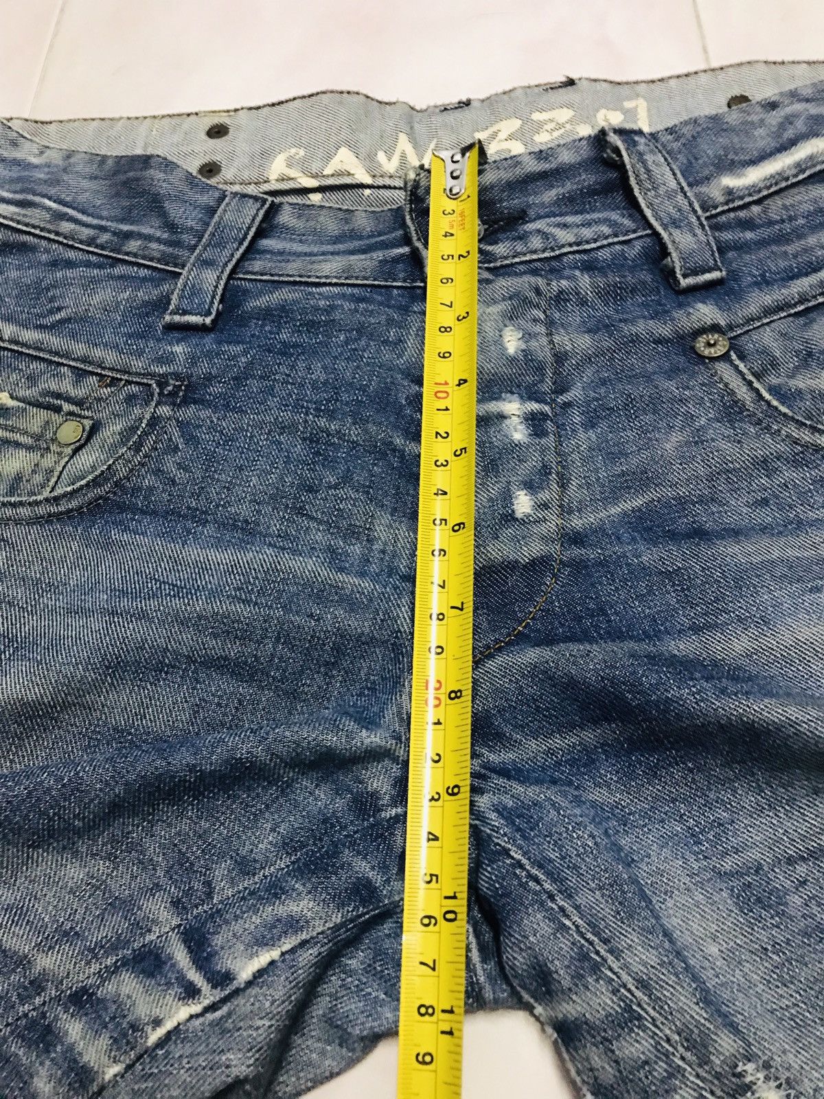 G-Star × Japanese Brand G Star RAW 3301 Tapered Patch Distress Denim Jeans Size US 34 / EU 50 - 16 Thumbnail