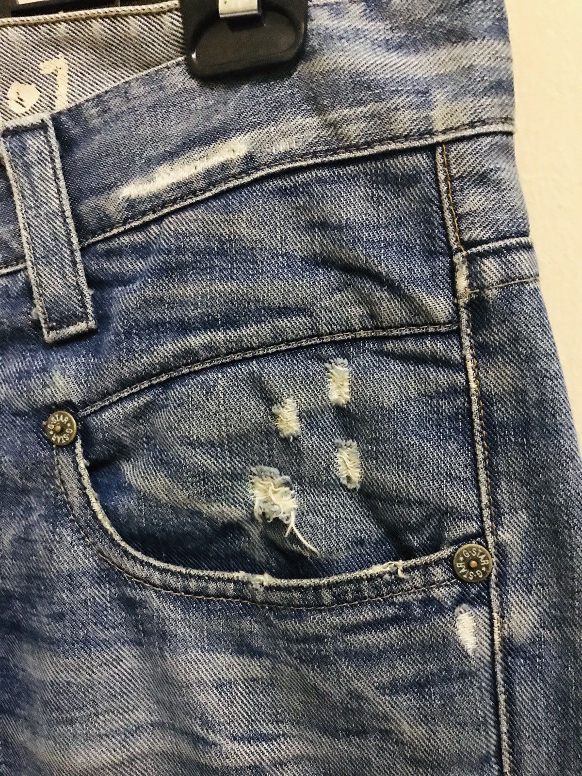 G-Star × Japanese Brand G Star RAW 3301 Tapered Patch Distress Denim Jeans Size US 34 / EU 50 - 4 Thumbnail