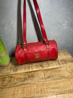 Red mcm duffle store bag