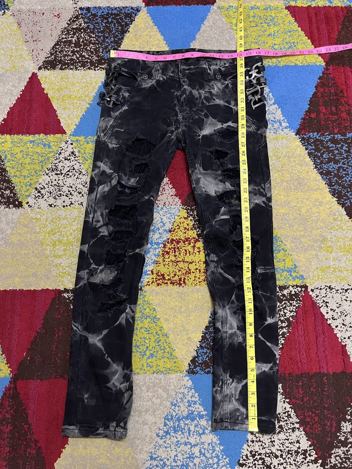 Japanese Brand × Vintage Distressed Dig Deep Black Label Stretchable Denim Flares Size US 30 / EU 46 - 3 Thumbnail