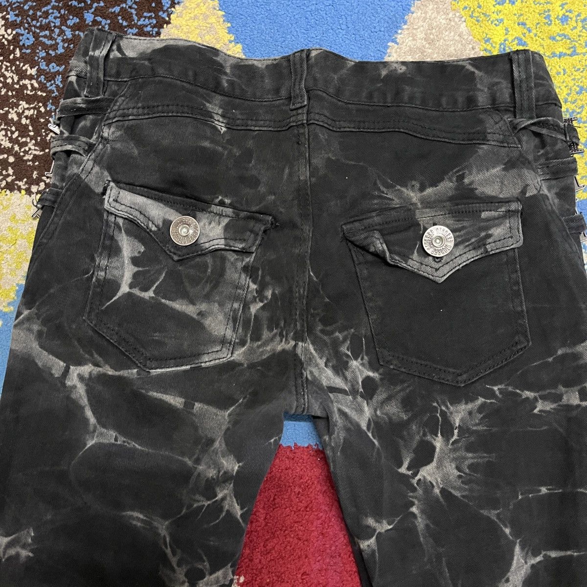 Japanese Brand × Vintage Distressed Dig Deep Black Label Stretchable Denim Flares Size US 30 / EU 46 - 12 Thumbnail