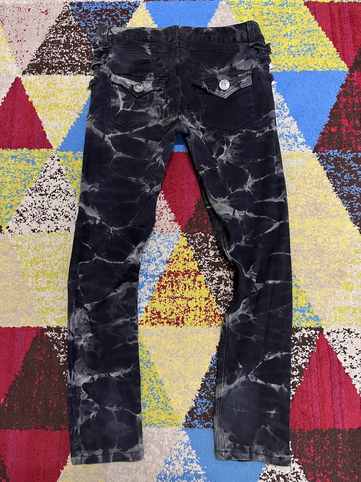 Japanese Brand × Vintage Distressed Dig Deep Black Label Stretchable Denim Flares Size US 30 / EU 46 - 13 Thumbnail