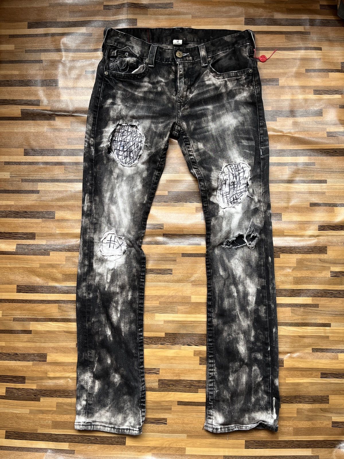 True Religion × Vintage Seditionaries True Religion Ripped Denim Acid Wash Straight Size US 31 - 20 Thumbnail