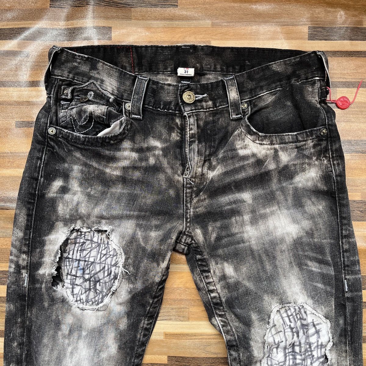 True Religion × Vintage Seditionaries True Religion Ripped Denim Acid Wash Straight Size US 31 - 5 Thumbnail
