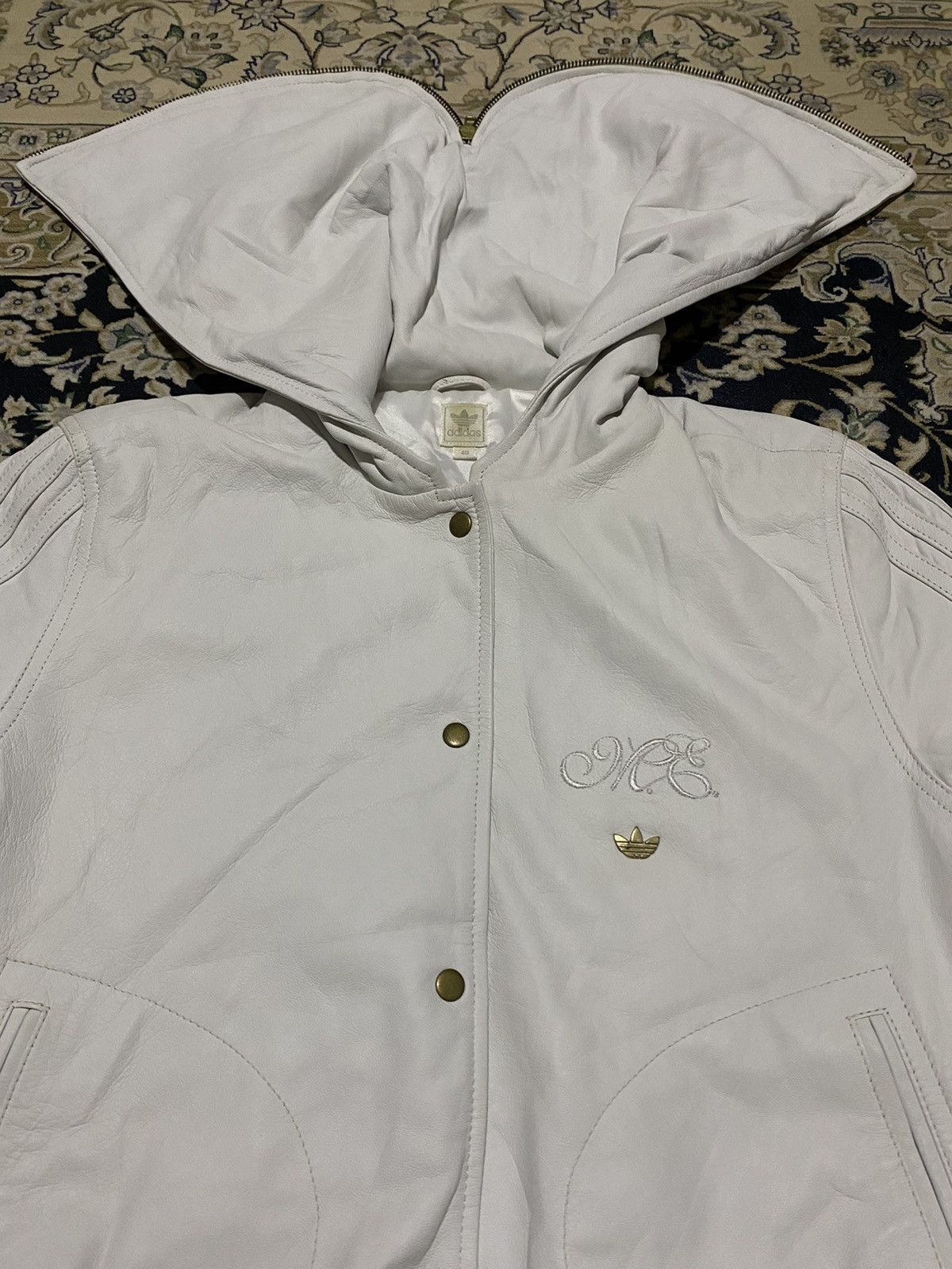 Adidas × Vintage Vtg 🇯🇵 Adidas Art Embroidery Small Logo Leather Jacket Size US S / EU 44-46 / 1 - 6 Thumbnail