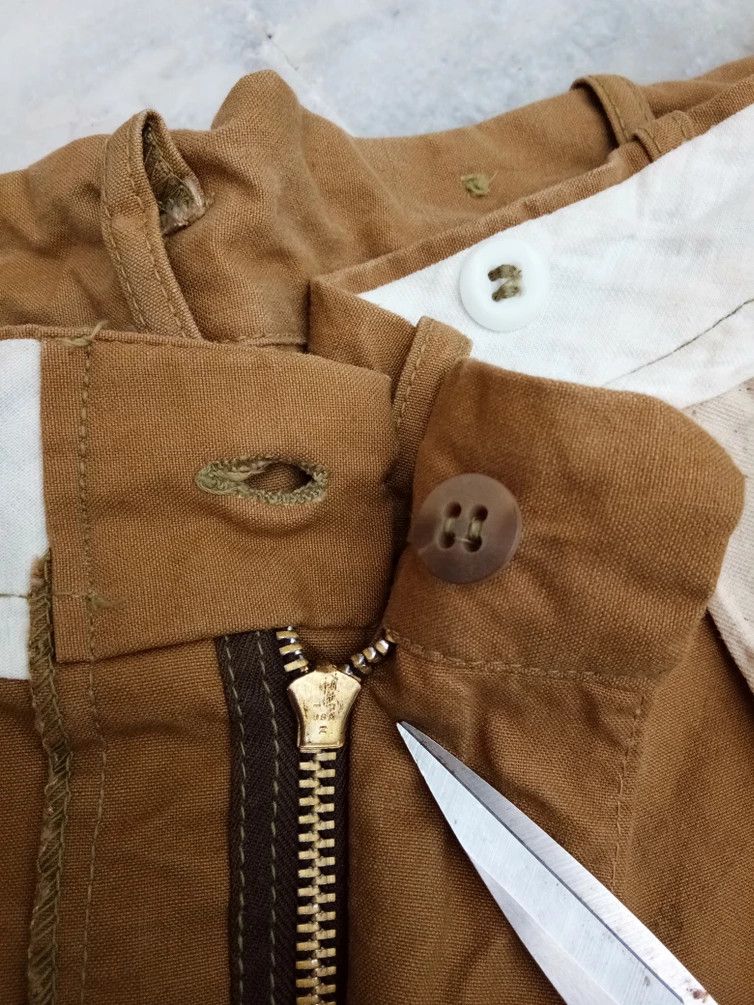 Vintage 1940 50's Hunting Wooden Cotton duck canvas pants USA Size US 38 / EU 54 - 5 Thumbnail