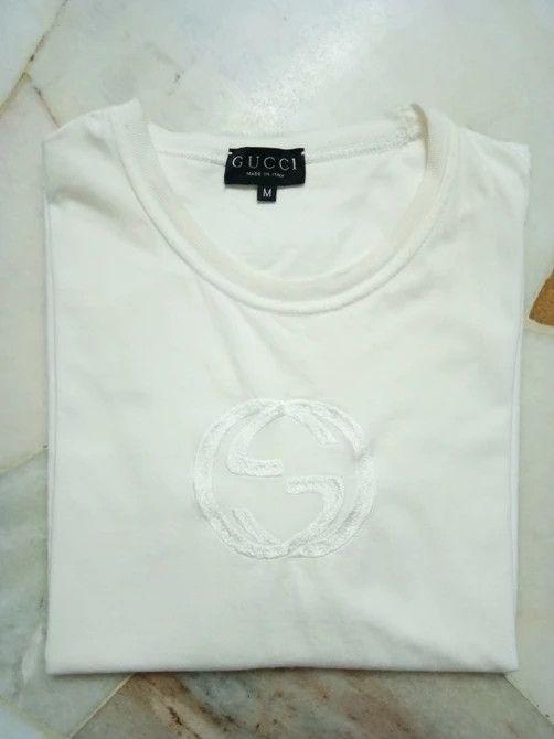 Gucci Gucci (Tom Ford era) Ss1997 embroidered split logo tee Size US M / EU 48-50 / 2 - 8 Thumbnail