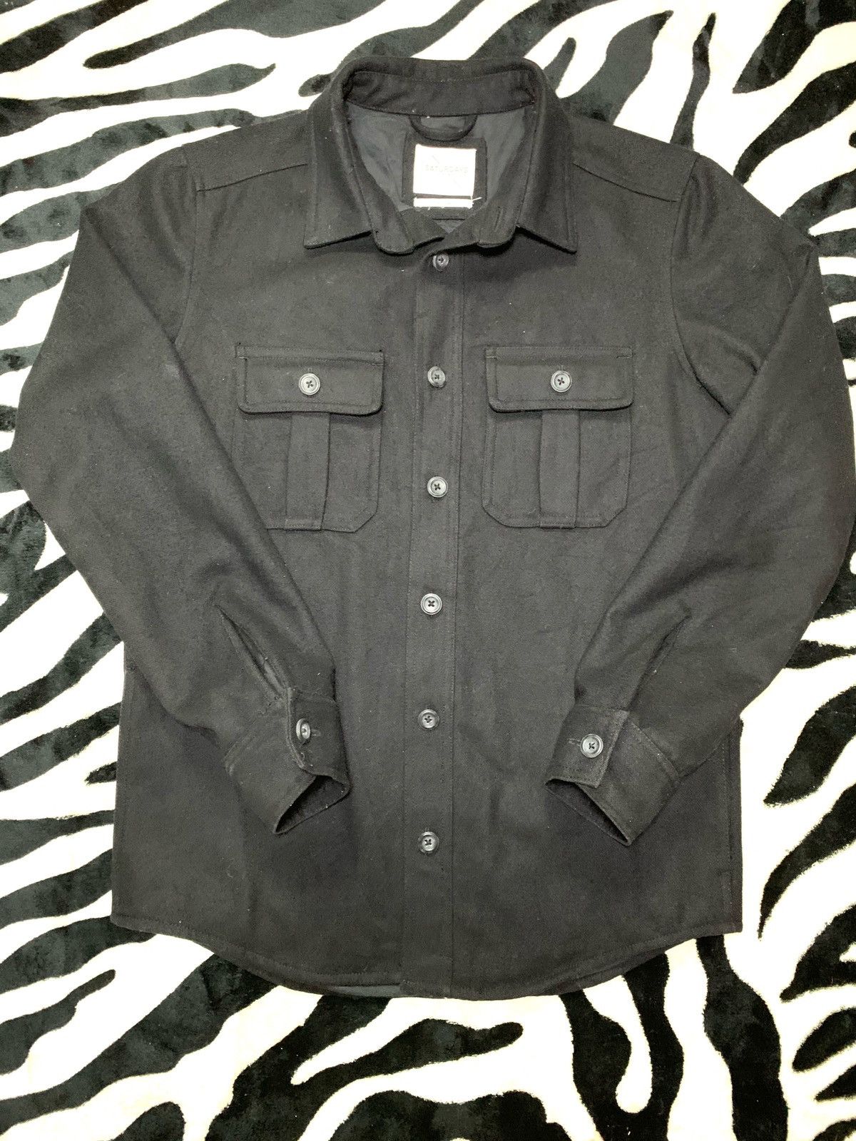 image of Saturdays Surf NYC Saturday's Nyc Wool Button Up in Black, Men's (Size Small)