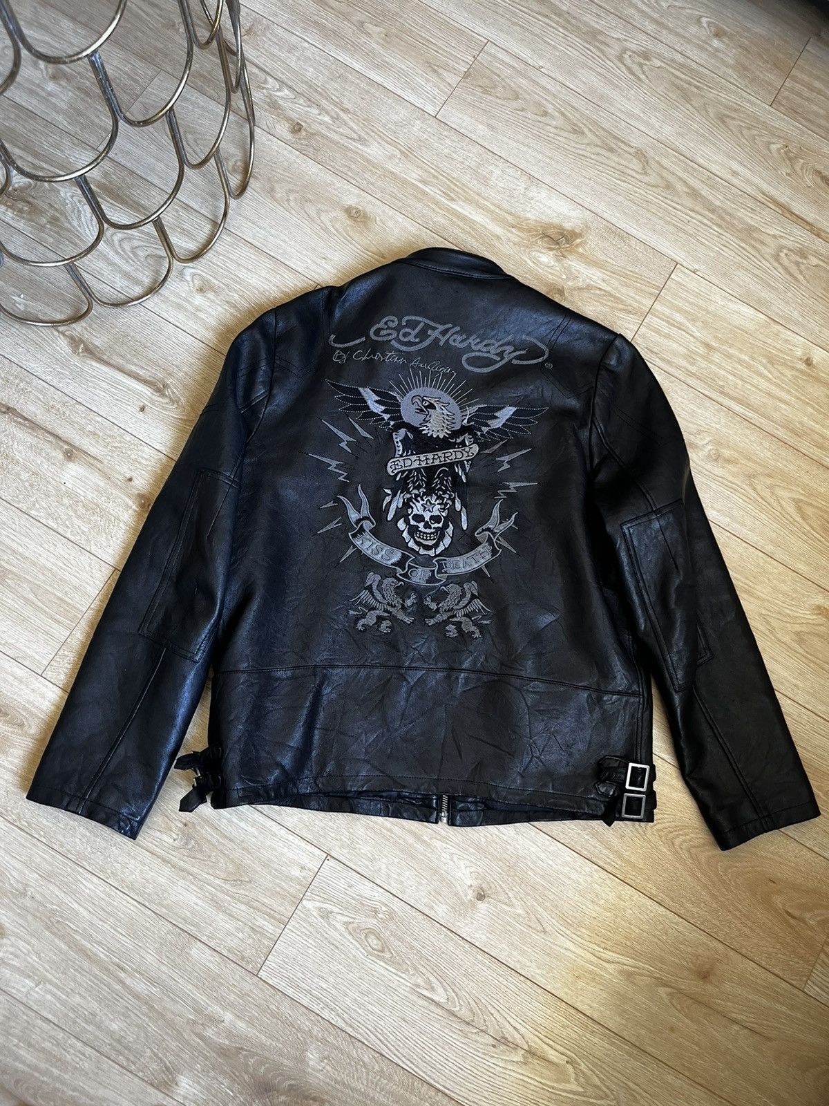 Ed Hardy Ed Hardy Leather Jacket Biker | Grailed