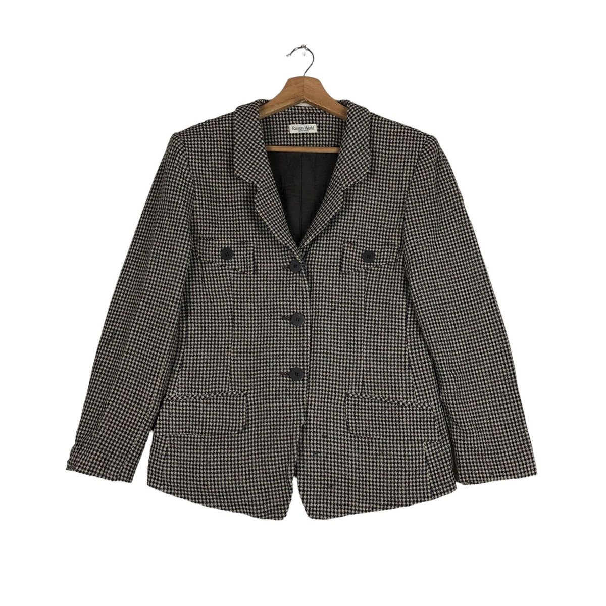 POST ARCHIVE FACTION (PAF) Japanese Houndstooth Ivy League Style Wool Hacking Jacket Size M / US 6-8 / IT 42-44 - 1 Thumbnail
