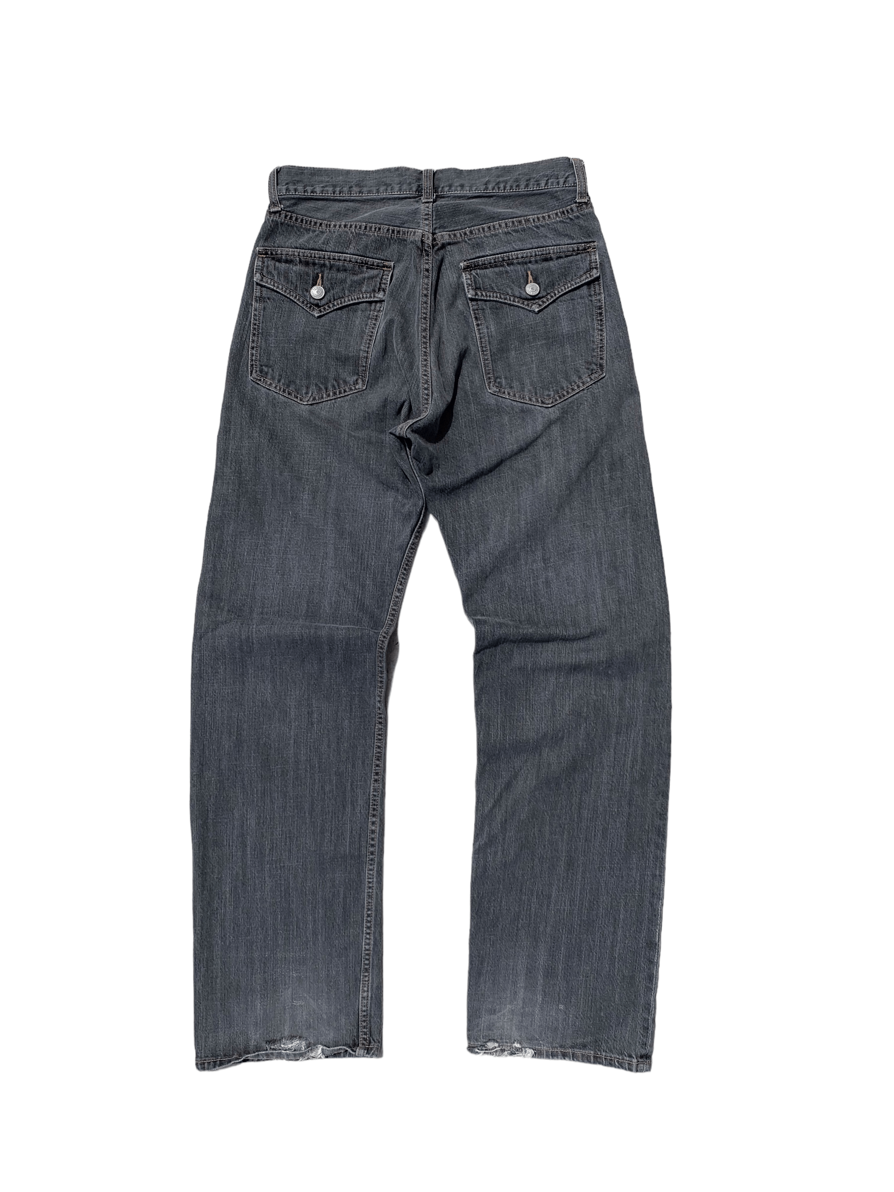 Image of Vintage Light Distressed Washed Charcoal Denim Jeans in Charcoal Grey, Men's (Size 30)