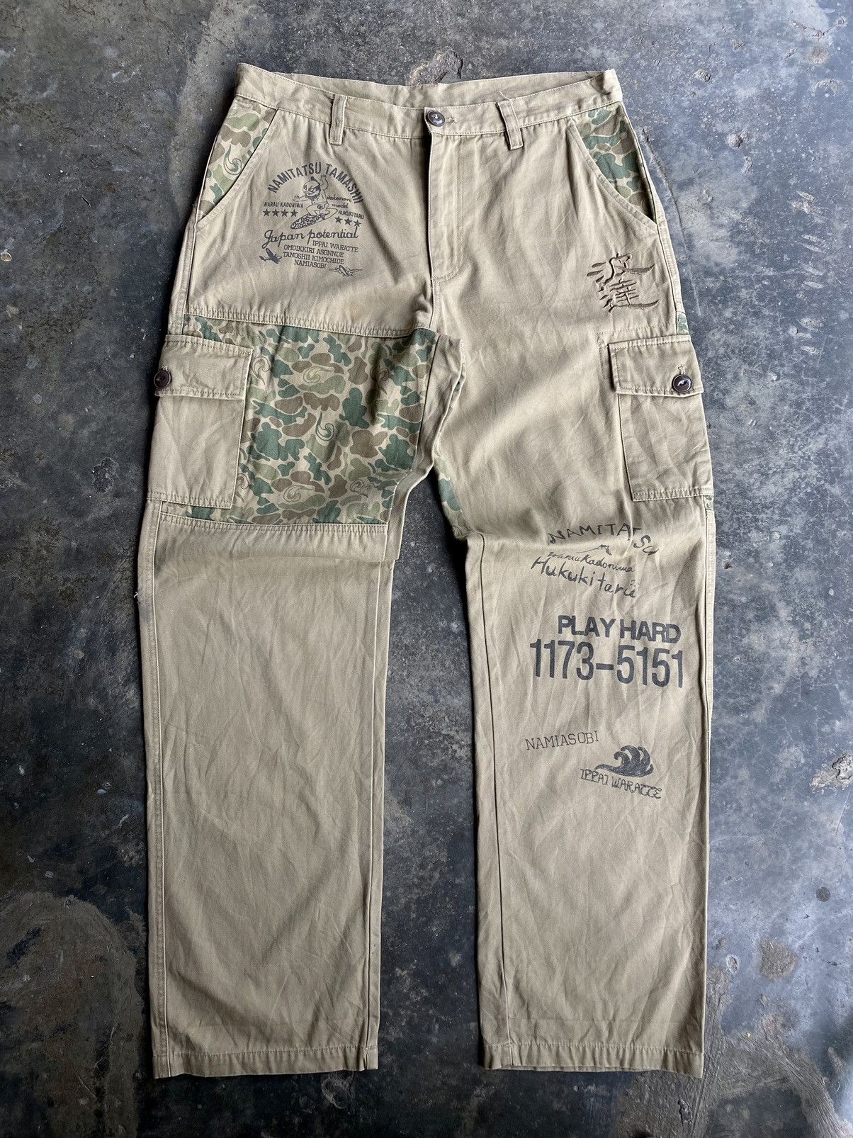 image of Vintage Namitatsu Tamashi Cargo Pants in Cream, Men's (Size 34)