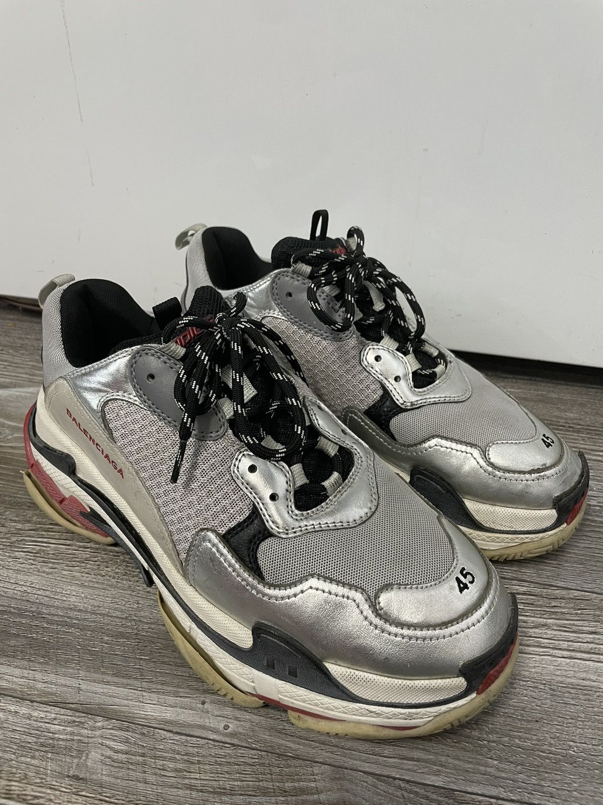 Balenciaga Triple S Trainer Silver 2018 Size US 11 / EU 44 - 1 Thumbnail
