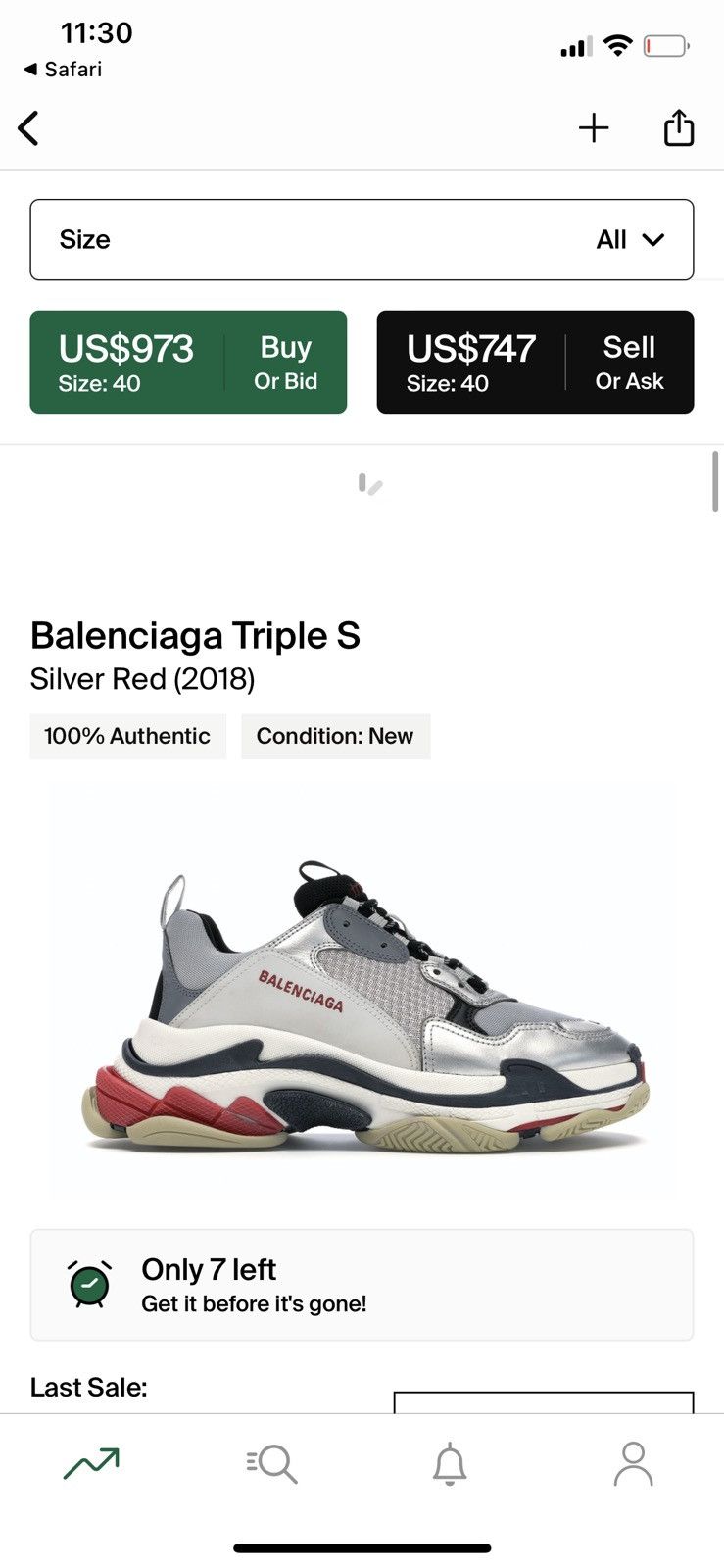 Balenciaga Triple S Trainer Silver 2018 Size US 11 / EU 44 - 15 Thumbnail