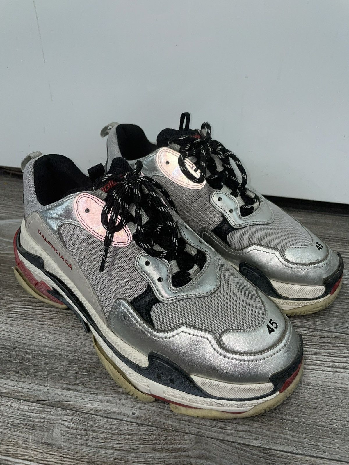 Balenciaga Triple S Trainer Silver 2018 Size US 11 / EU 44 - 2 Thumbnail