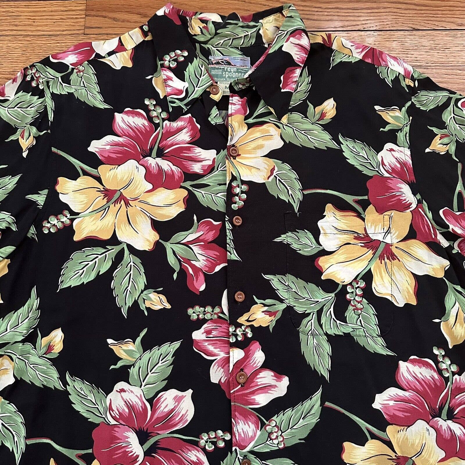 Reyn Spooner Floral Flower Button Down Rayon Hawaiian Shirt