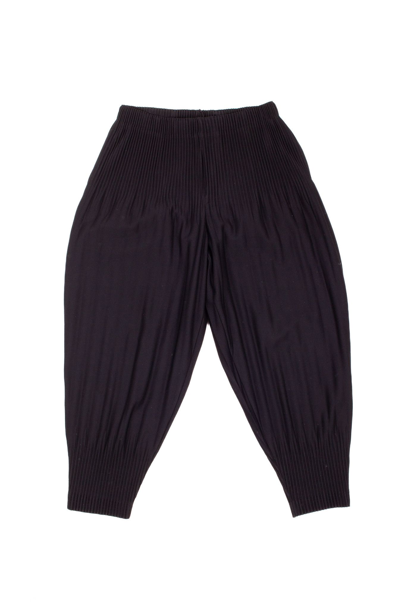 image of Issey Miyake Homme Plisse Black Pleated Pants, Men's (Size 33)