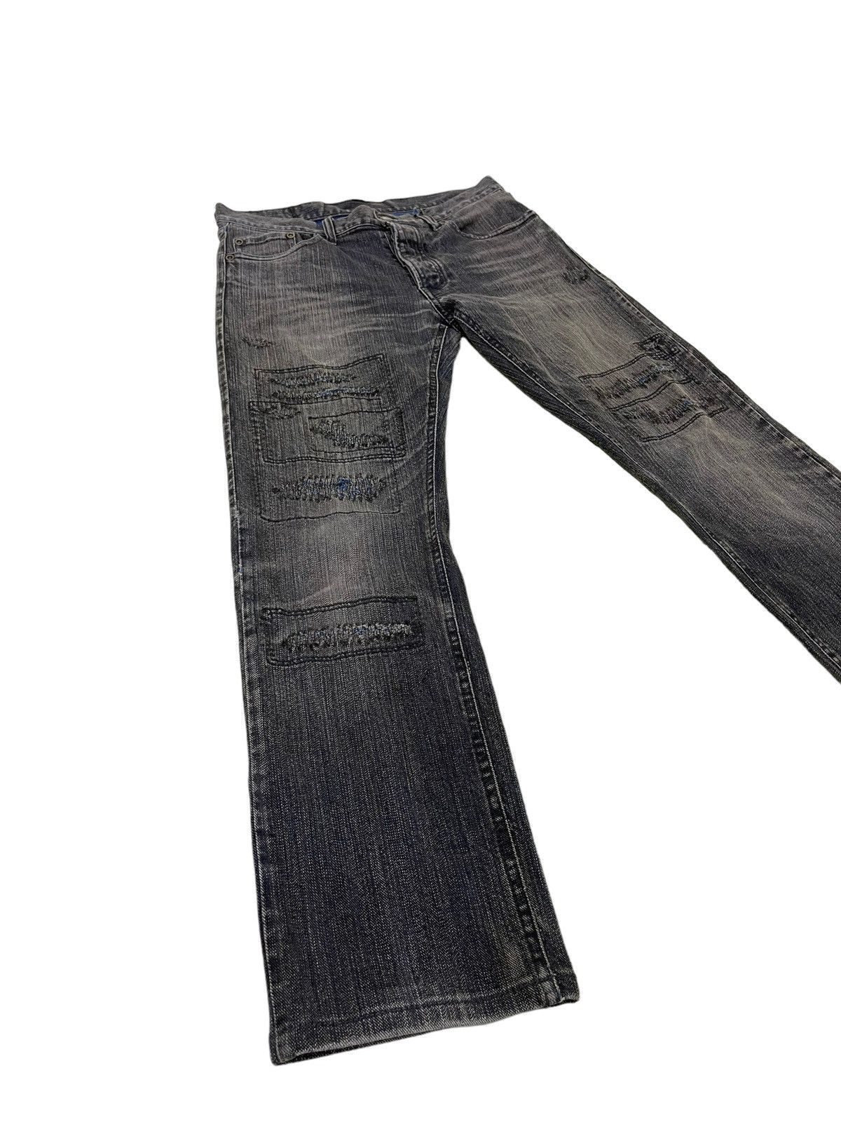 Japanese Brand Slim Jeans Edge Rupert Patchwork Stretch Denim 1🟦5 Size US 30 / EU 46 - 1 Thumbnail