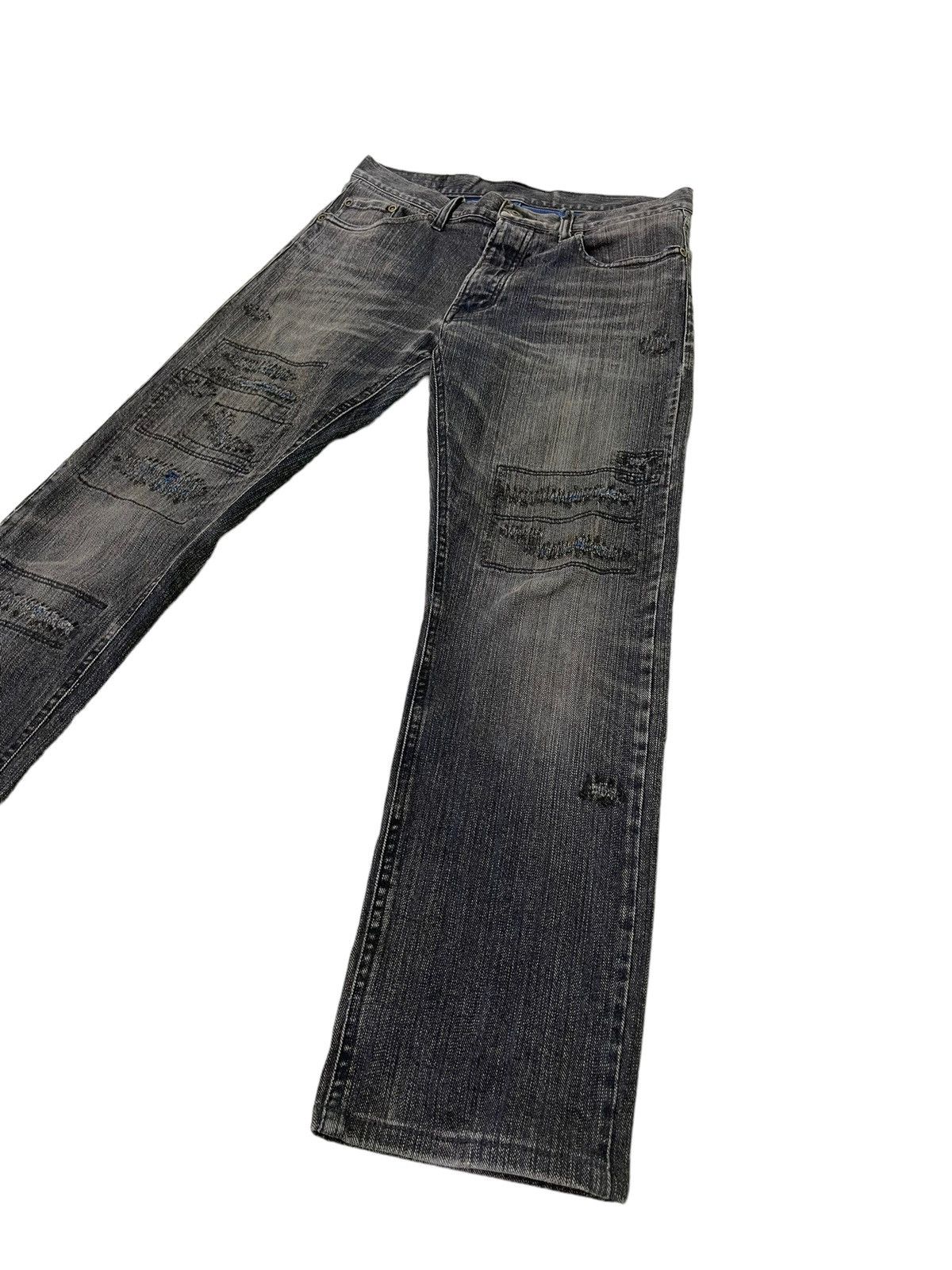 Japanese Brand Slim Jeans Edge Rupert Patchwork Stretch Denim 1🟦5 Size US 30 / EU 46 - 3 Thumbnail