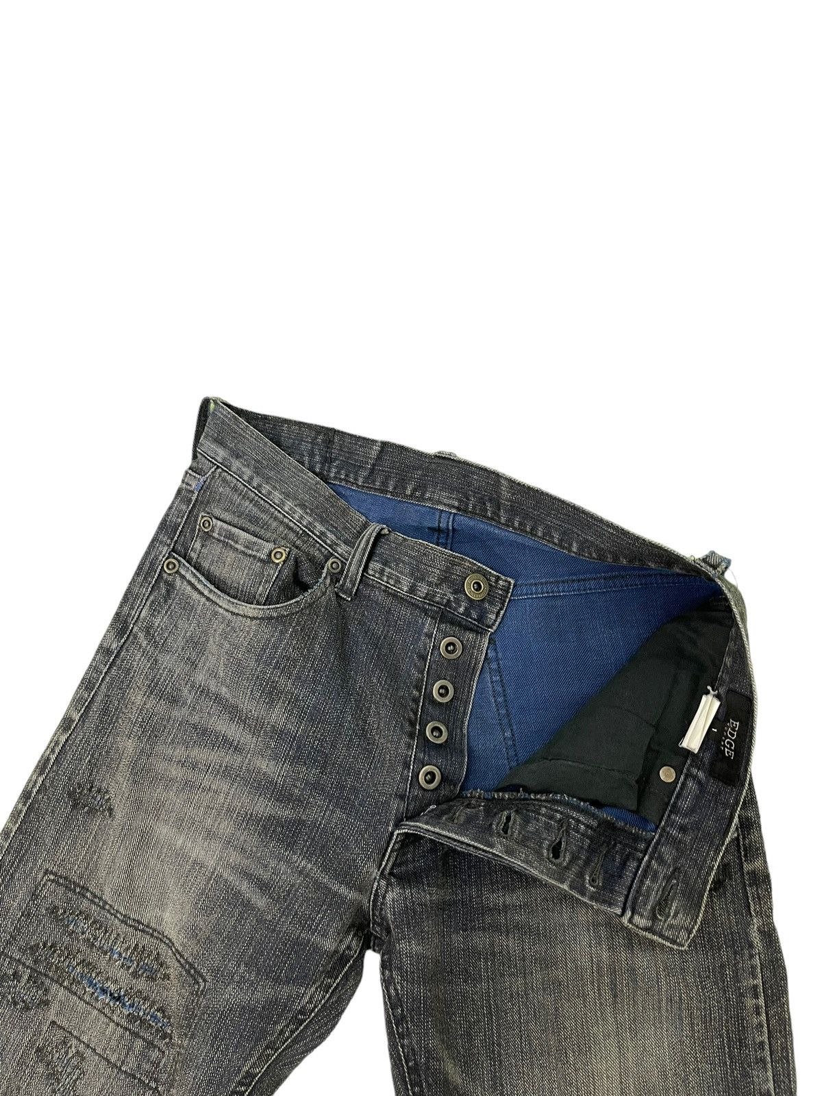 Japanese Brand Slim Jeans Edge Rupert Patchwork Stretch Denim 1🟦5 Size US 30 / EU 46 - 10 Thumbnail