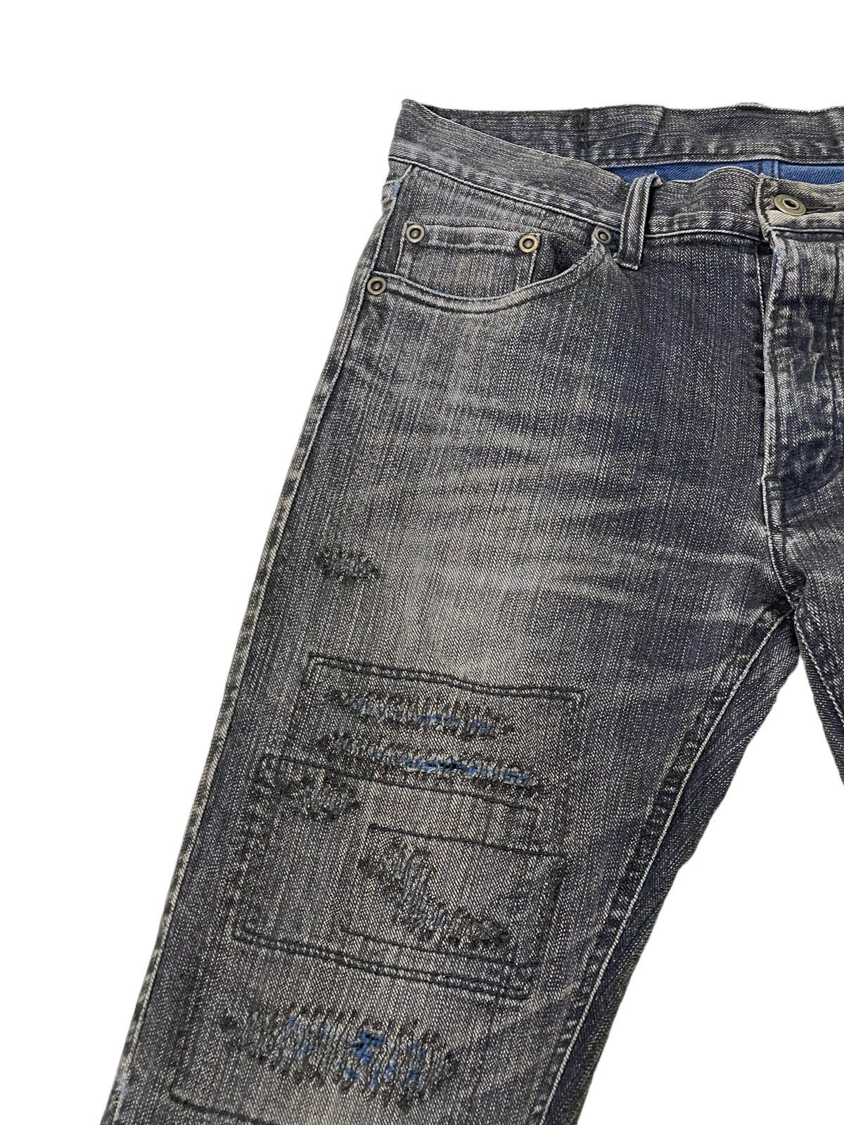 Japanese Brand Slim Jeans Edge Rupert Patchwork Stretch Denim 1🟦5 Size US 30 / EU 46 - 8 Thumbnail