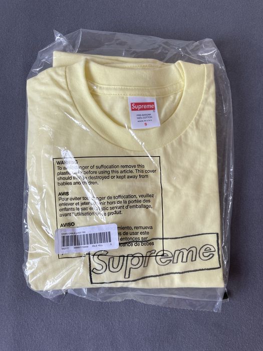 Supreme Supreme KAWS Chalk Logo Tee Pale Yellow | Grailed