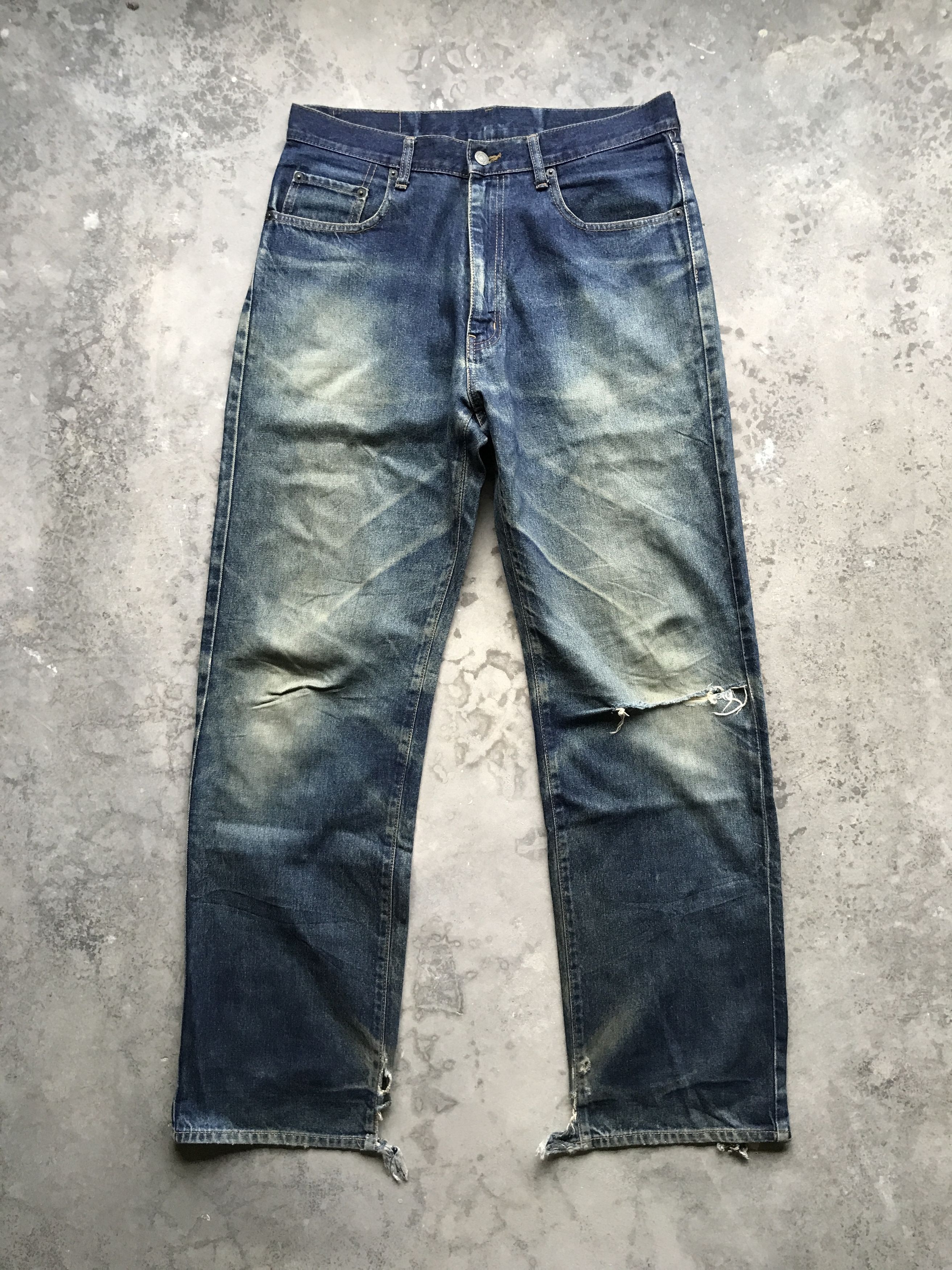 Japanese Brand D56 UCW Japan Kurt Cobain Distressed Nirvana Style Jeans Size US 32 / EU 48 - 1 Thumbnail