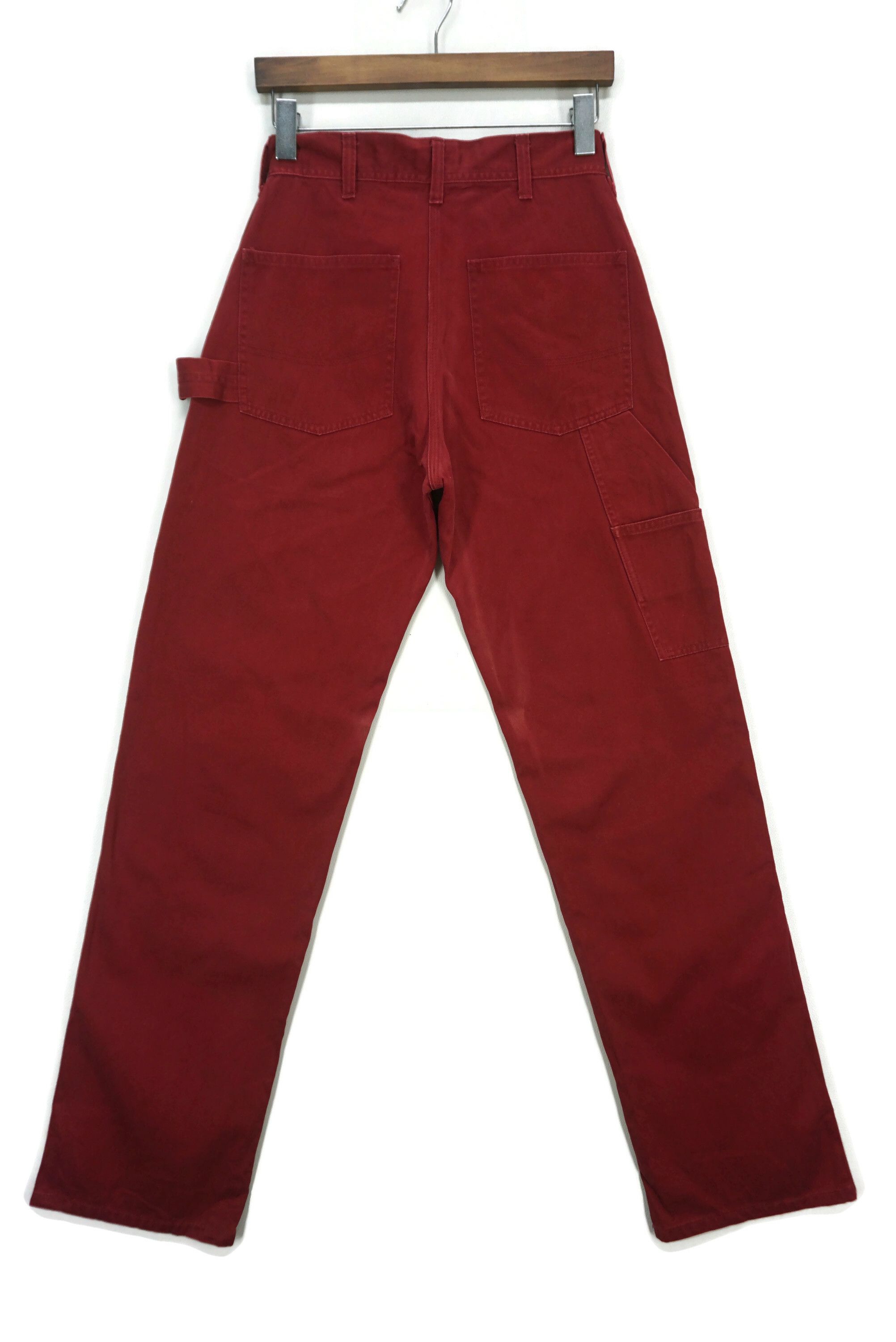 image of Edwin x Rodeo High Carpenter Waisted Chinos And Khakis High Rise Dungarees in Red, Women's (Size 28