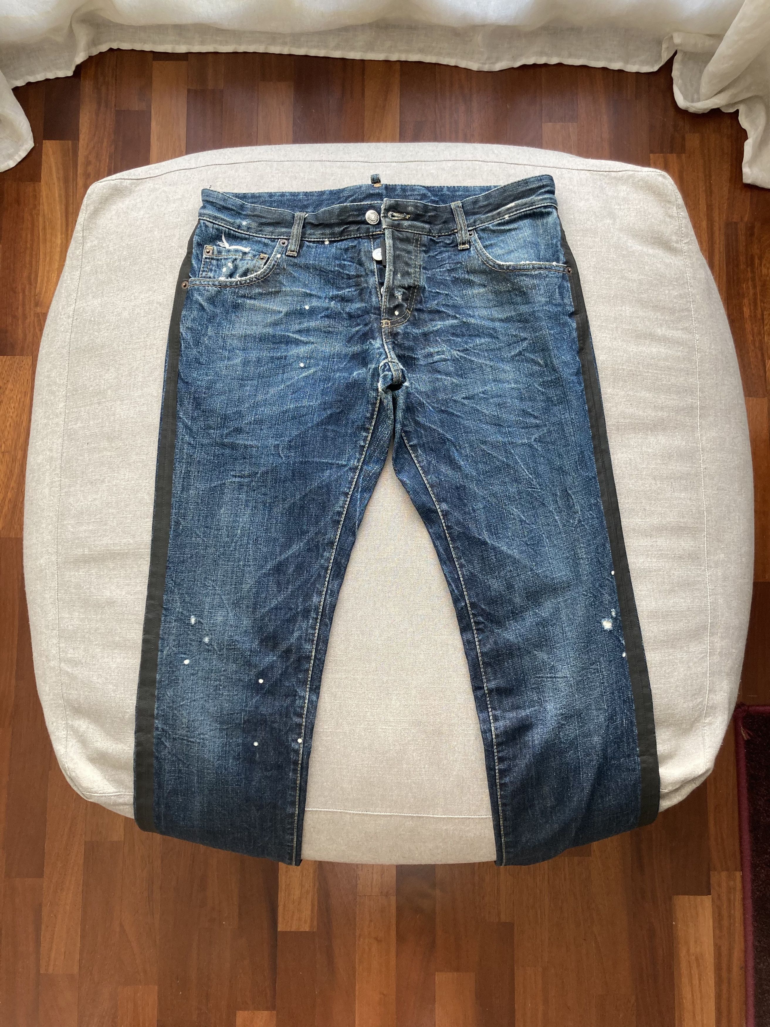 image of Dsquared2 Jeans Size 48 Black Bands in Denim, Men's
