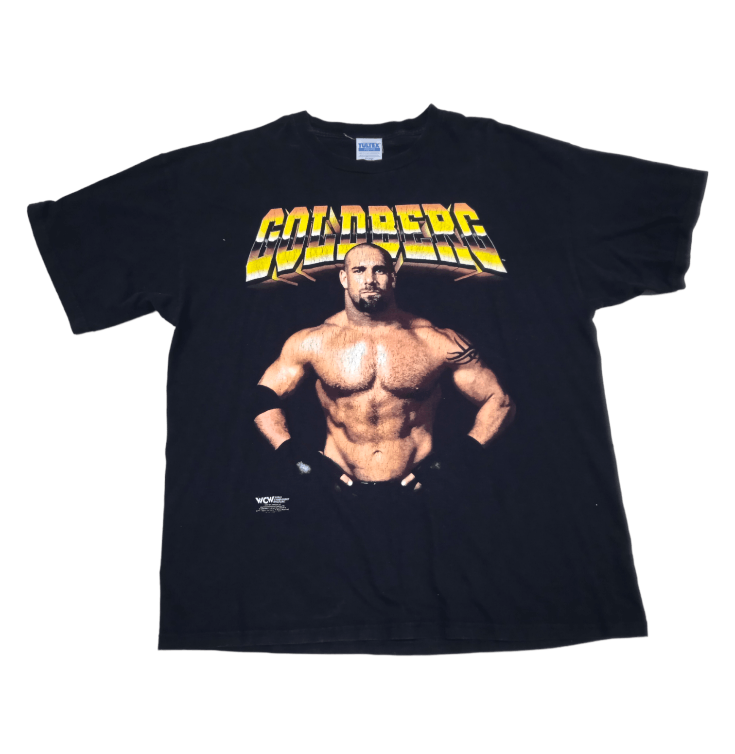 image of Vintage 90's Wcw Goldberg T-Shirt in Black, Men's (Size XL)