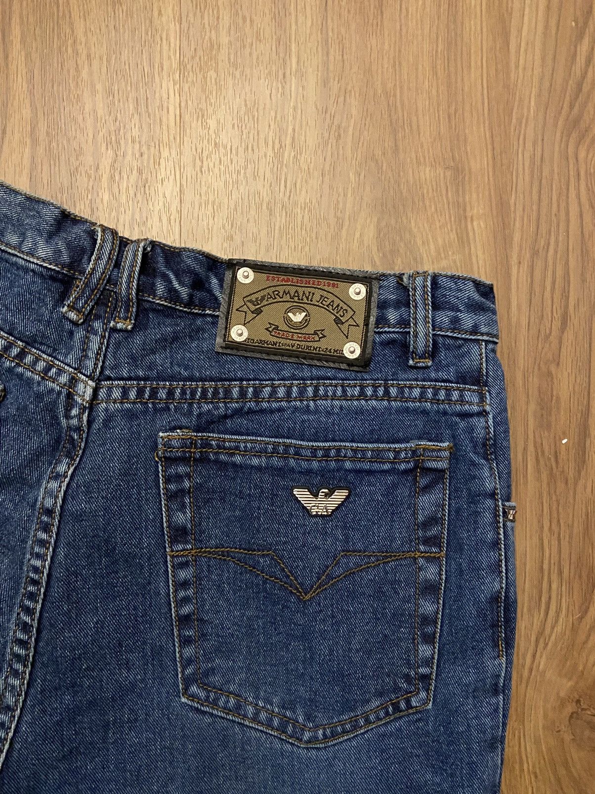 Vintage 90s Armani Jeans Pants With Metal Logo on Pocket Y2K