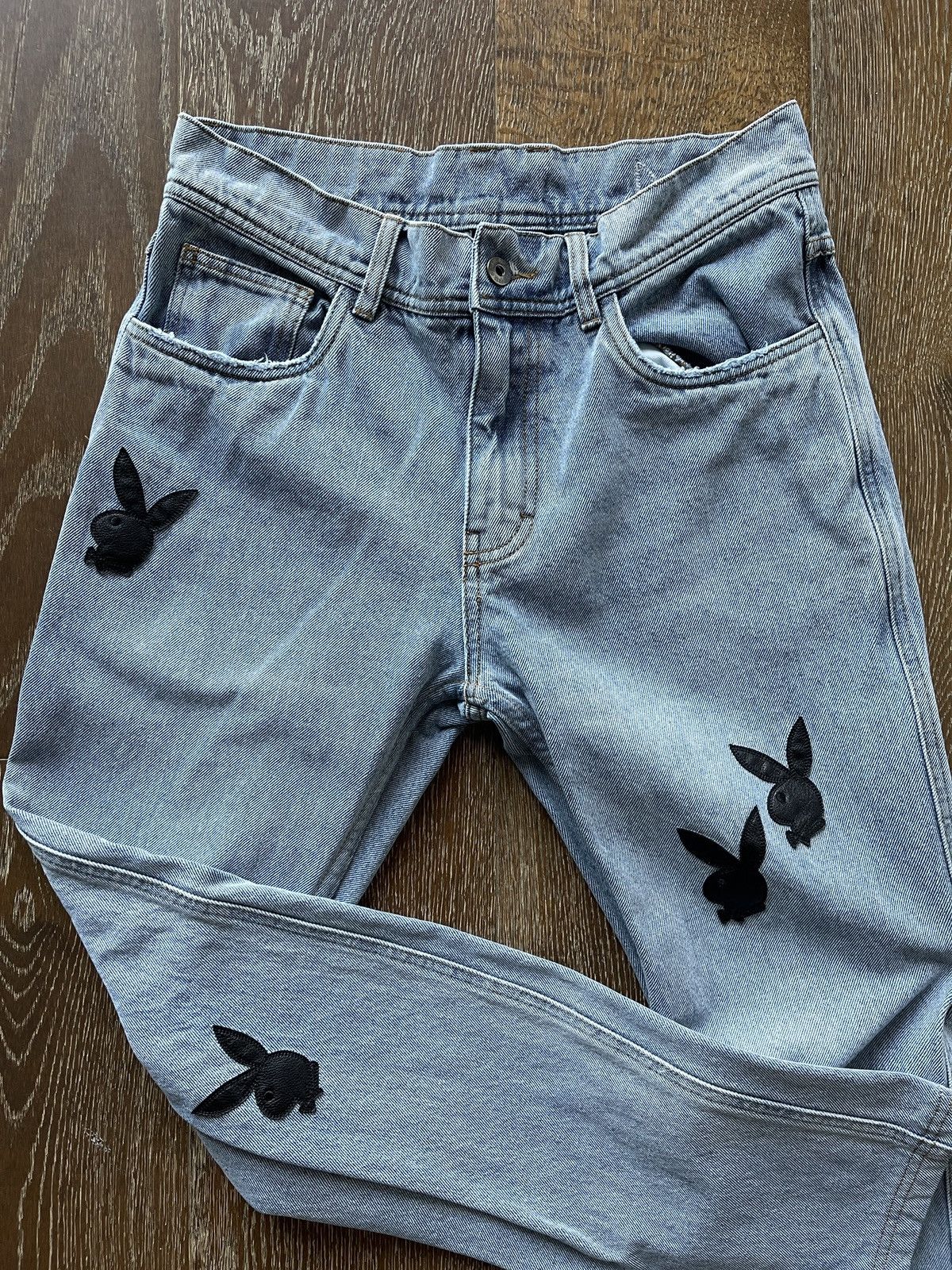 Pleasures x Playboy Bunny Applique Denim Men's Size 30 Blue Jeans Pants offers