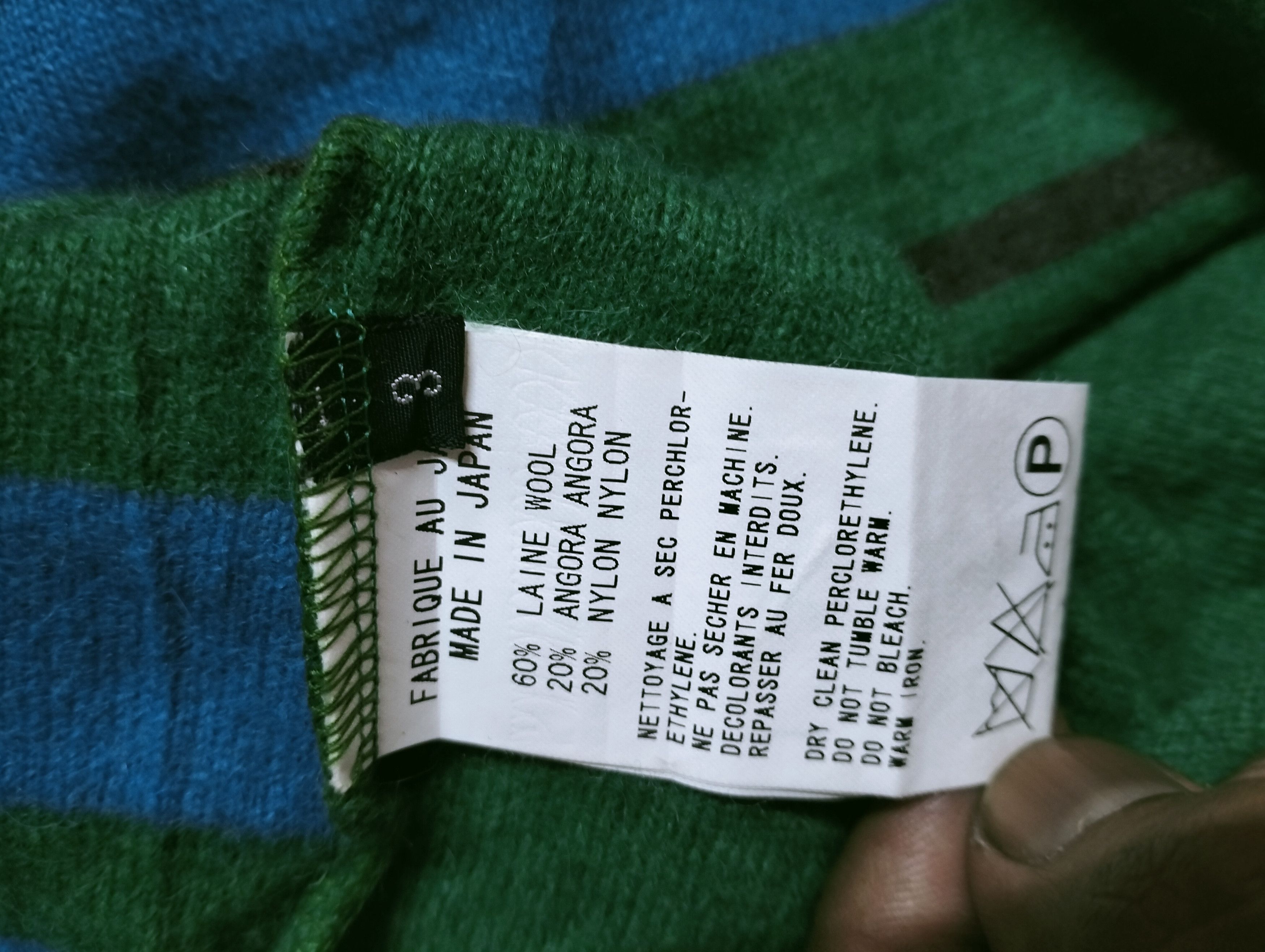 Yohji Yamamoto Yohji Yamamoto Wool Long Sleeve Stripe Green Tee Cropped Size S / US 4 / IT 40 - 4 Thumbnail