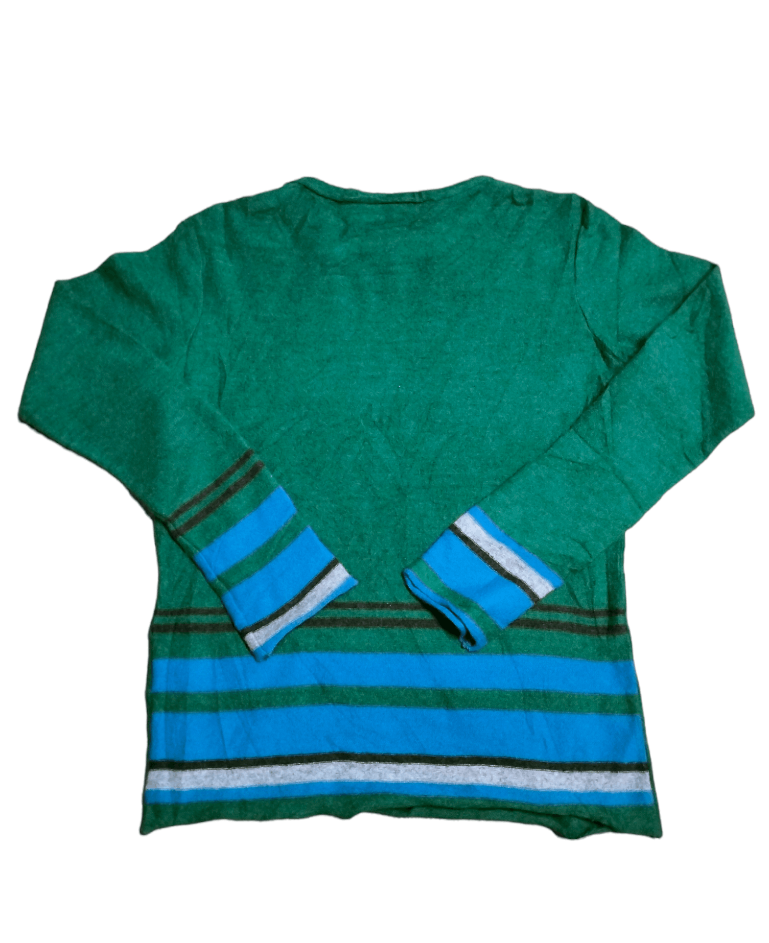 Yohji Yamamoto Yohji Yamamoto Wool Long Sleeve Stripe Green Tee Cropped Size S / US 4 / IT 40 - 2 Thumbnail
