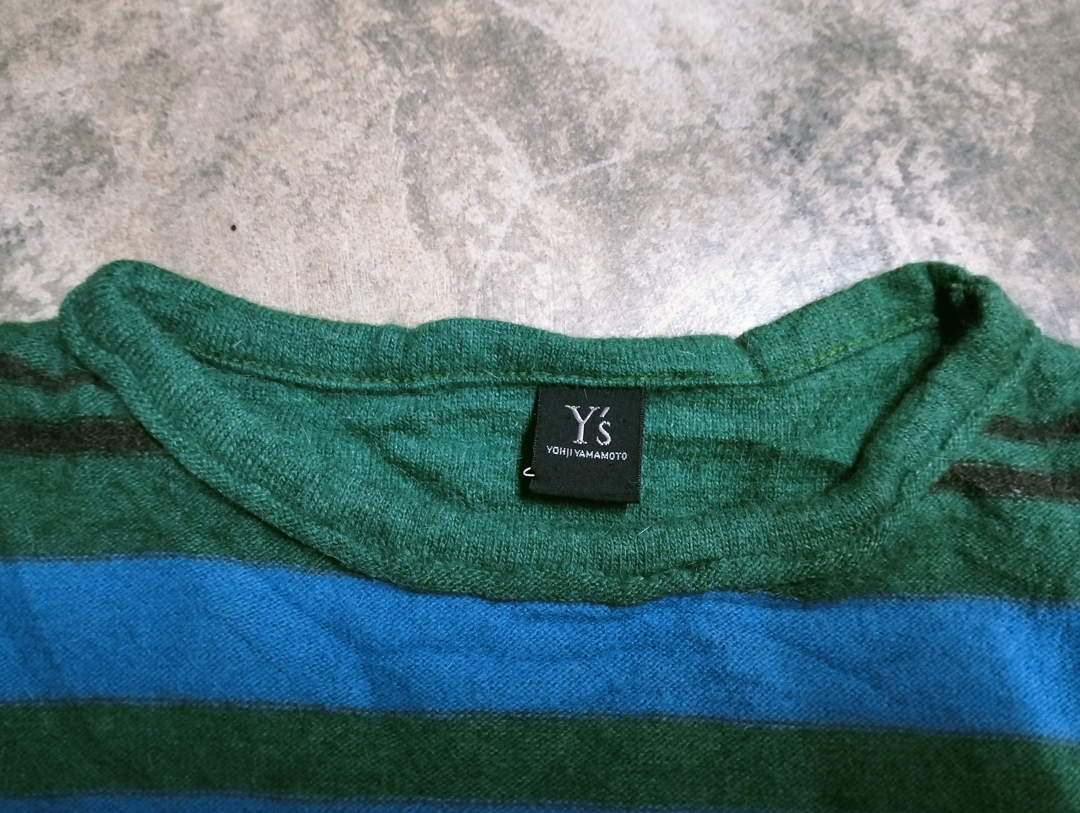 Yohji Yamamoto Yohji Yamamoto Wool Long Sleeve Stripe Green Tee Cropped Size S / US 4 / IT 40 - 5 Thumbnail